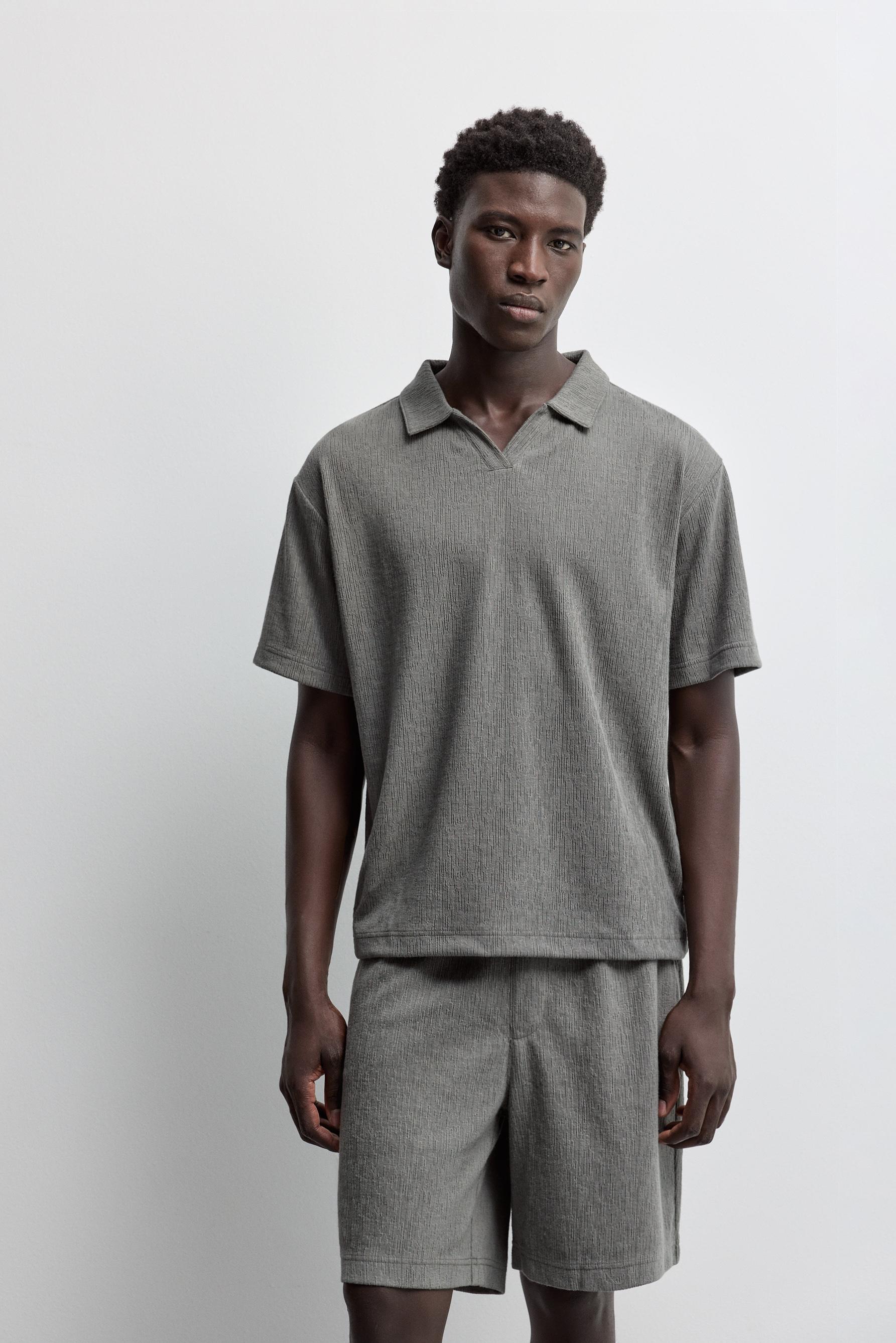 Rustic texture polo shirt — MEDIUM GREEN