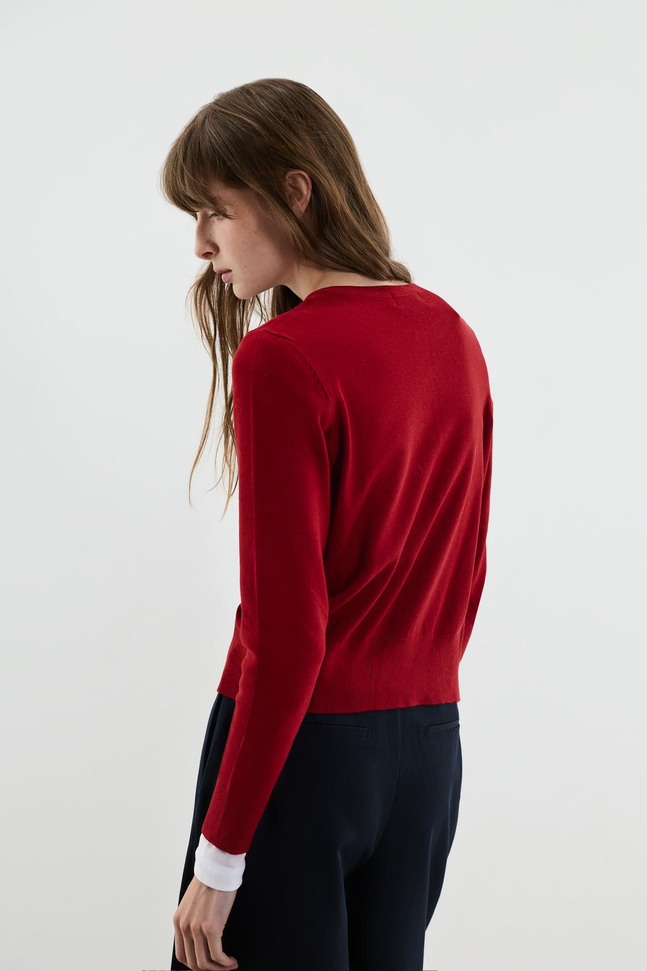 Basic round neck jacket — RED