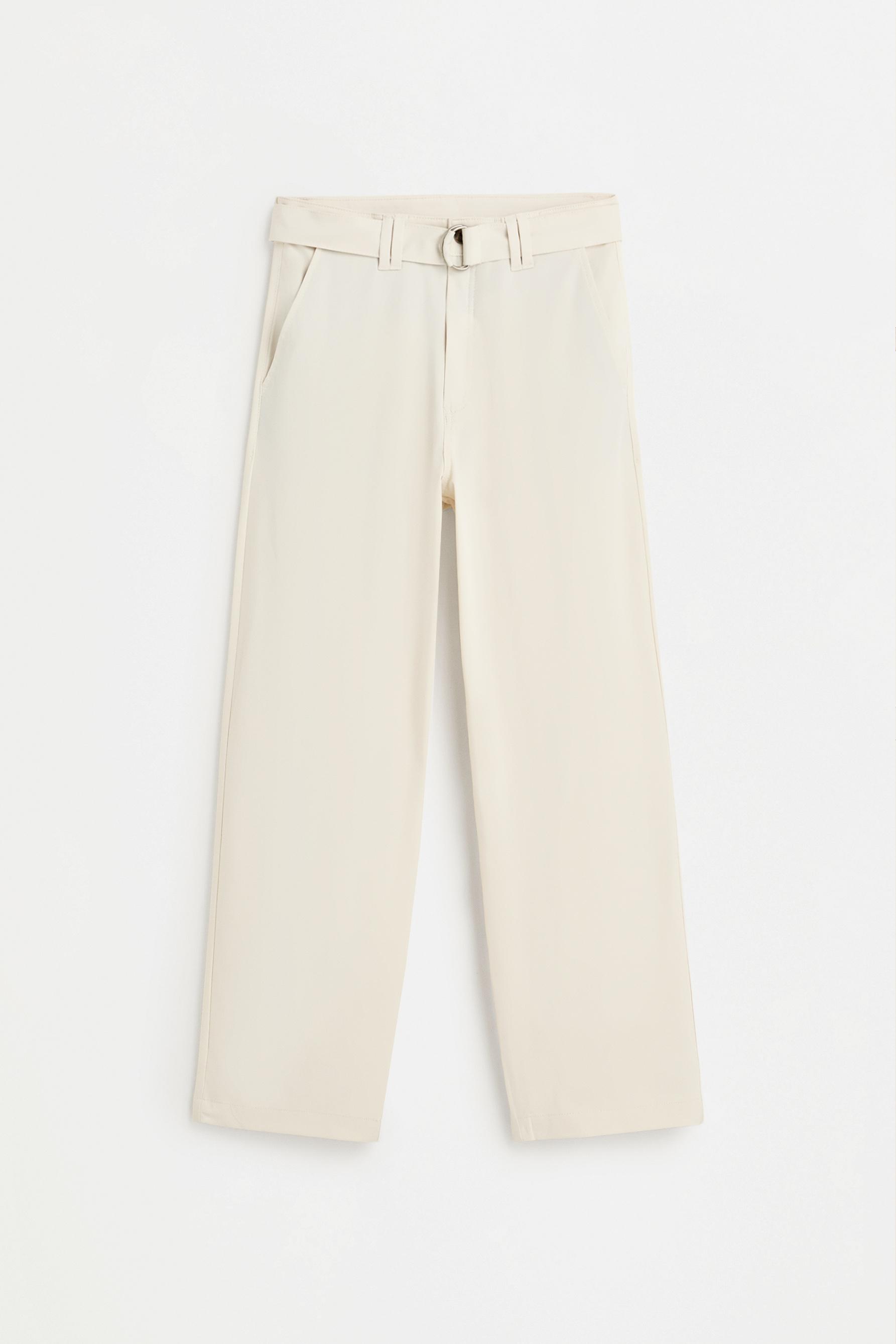 Relaxed fit chino trousers with belt — OFF WHITE