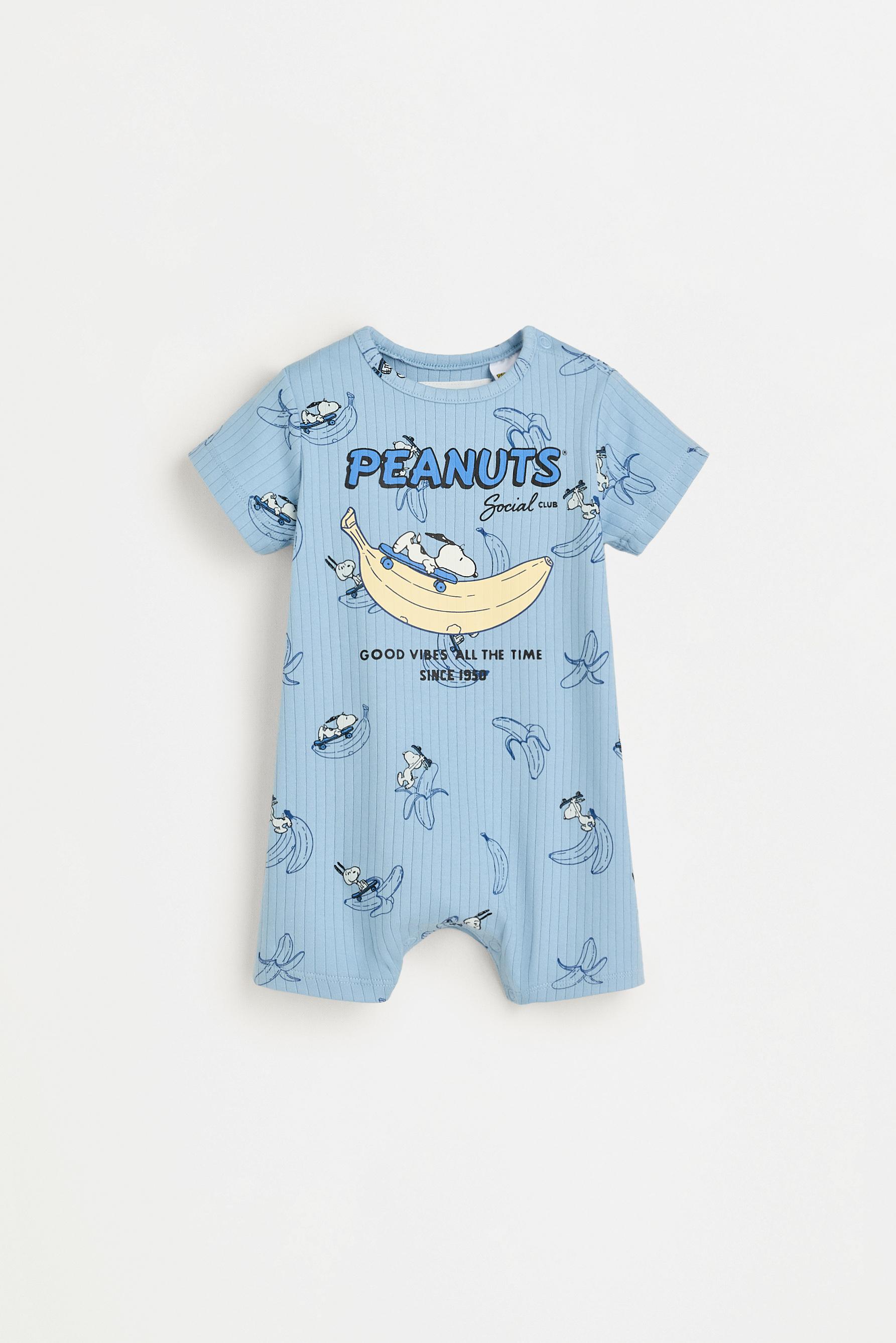Snoopy Peanuts™ ribbed sleepsuit — SKY BLUE