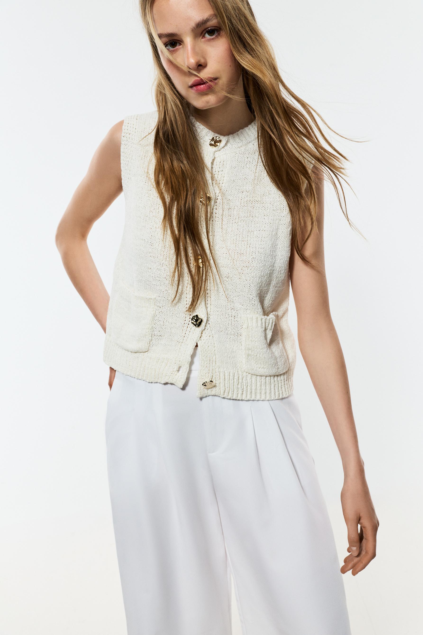 Jewel button top — ECRU