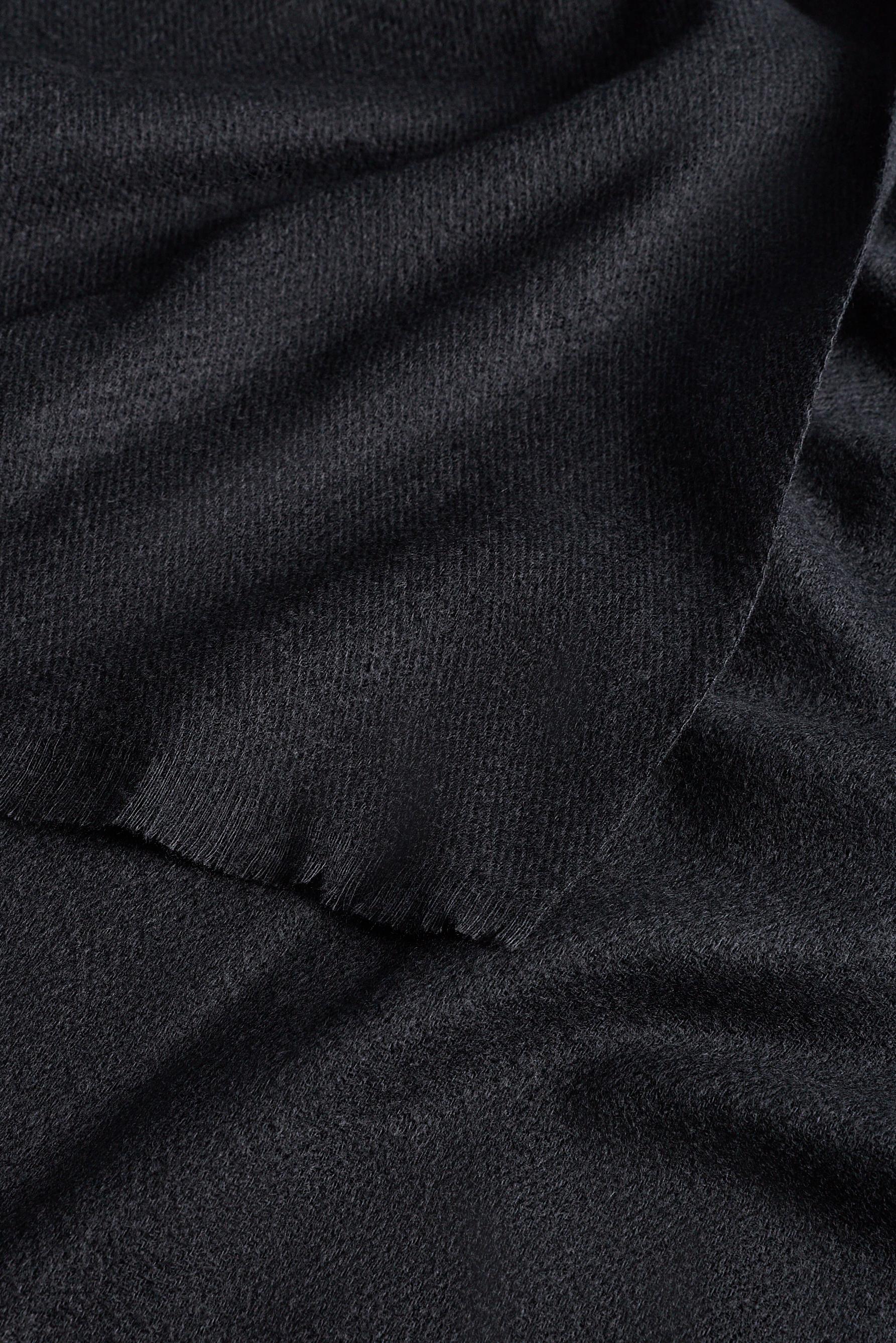 Fine plain scarf — BLACK