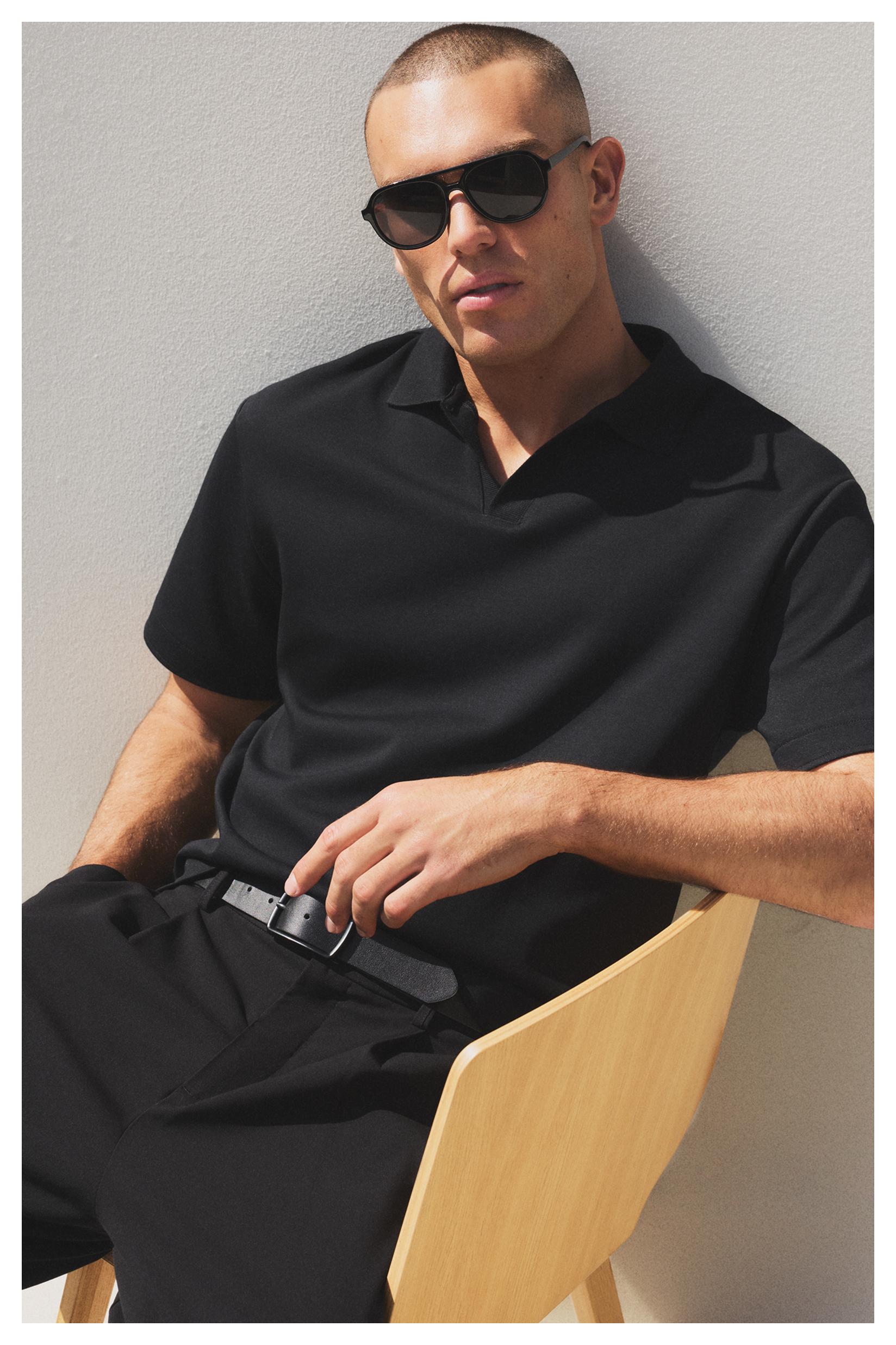 Interlock polo shirt — BLACK