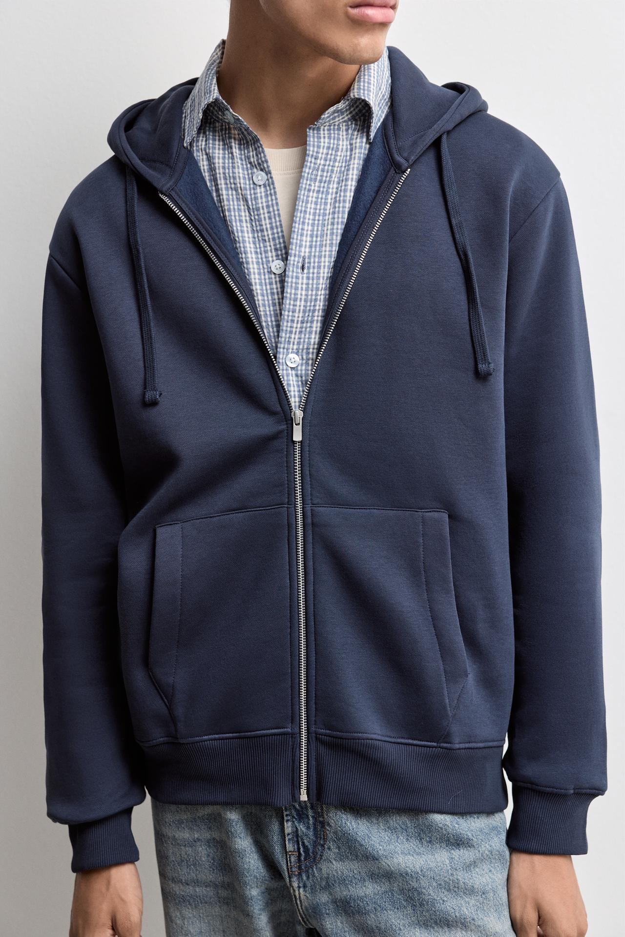 Basic zip-up hoodie — NAVY