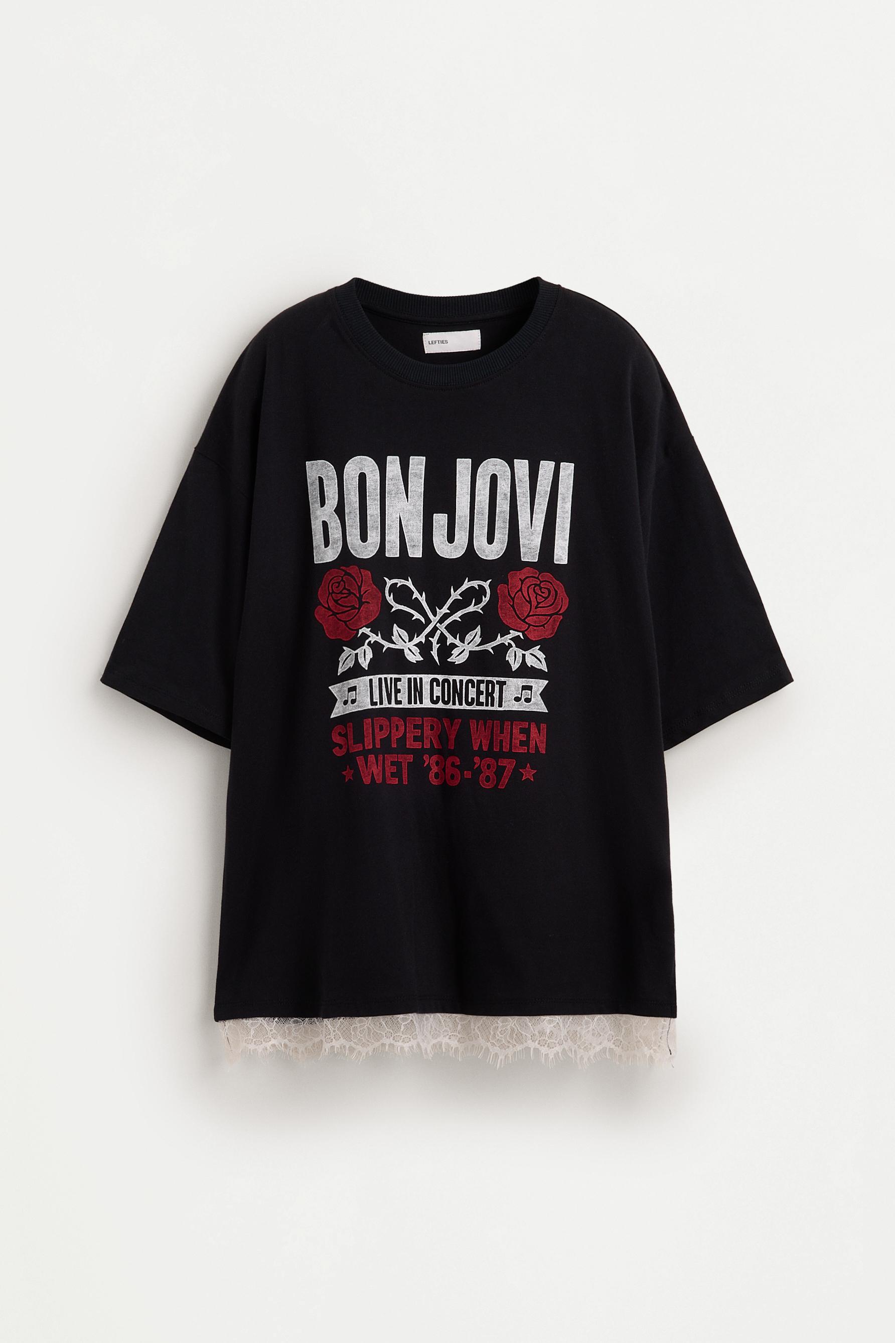 Bon Jovi ©Universal T-shirt with lace — ANTHRACITE GREY