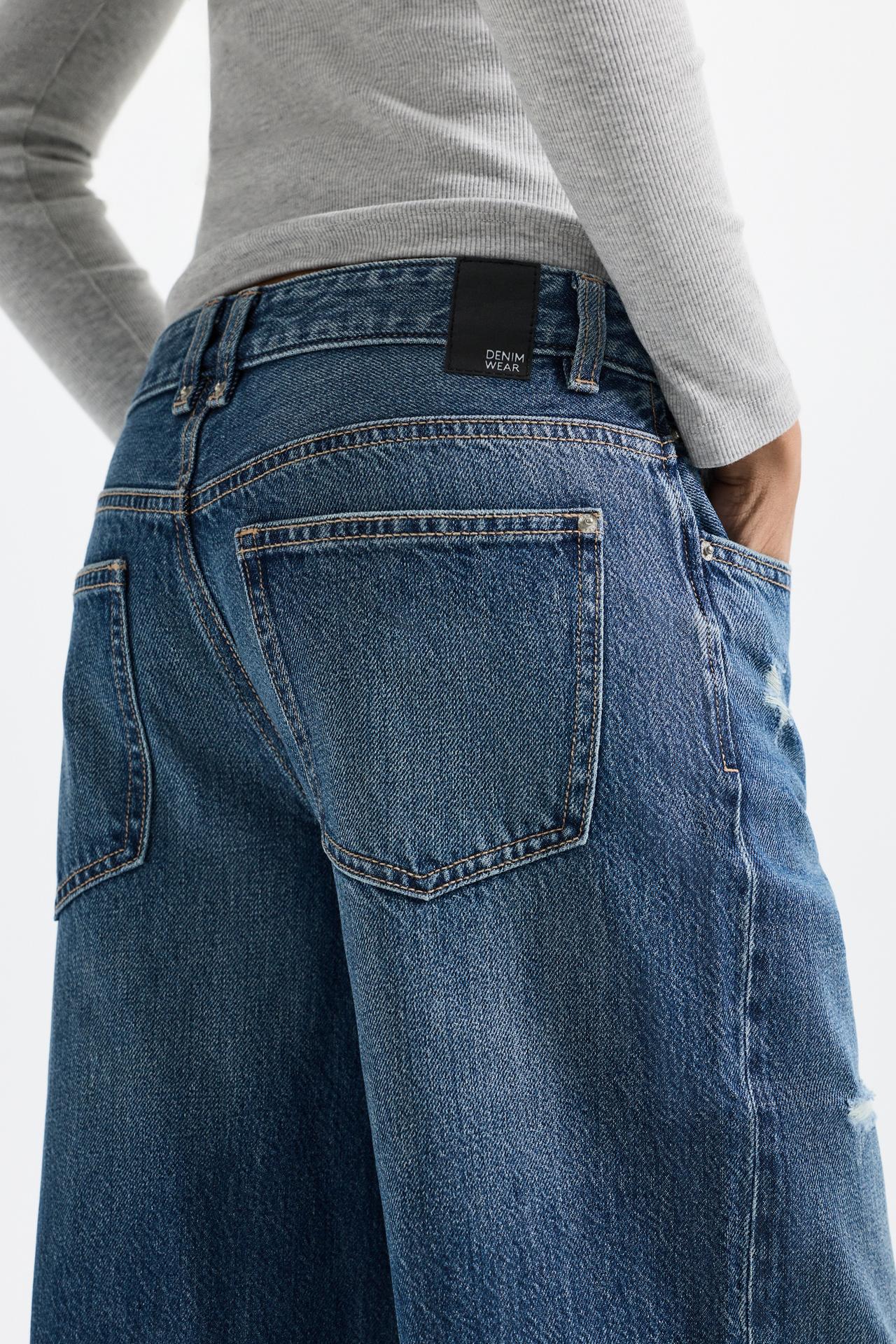 Wide-leg low-waist jeans — DARK BLUE