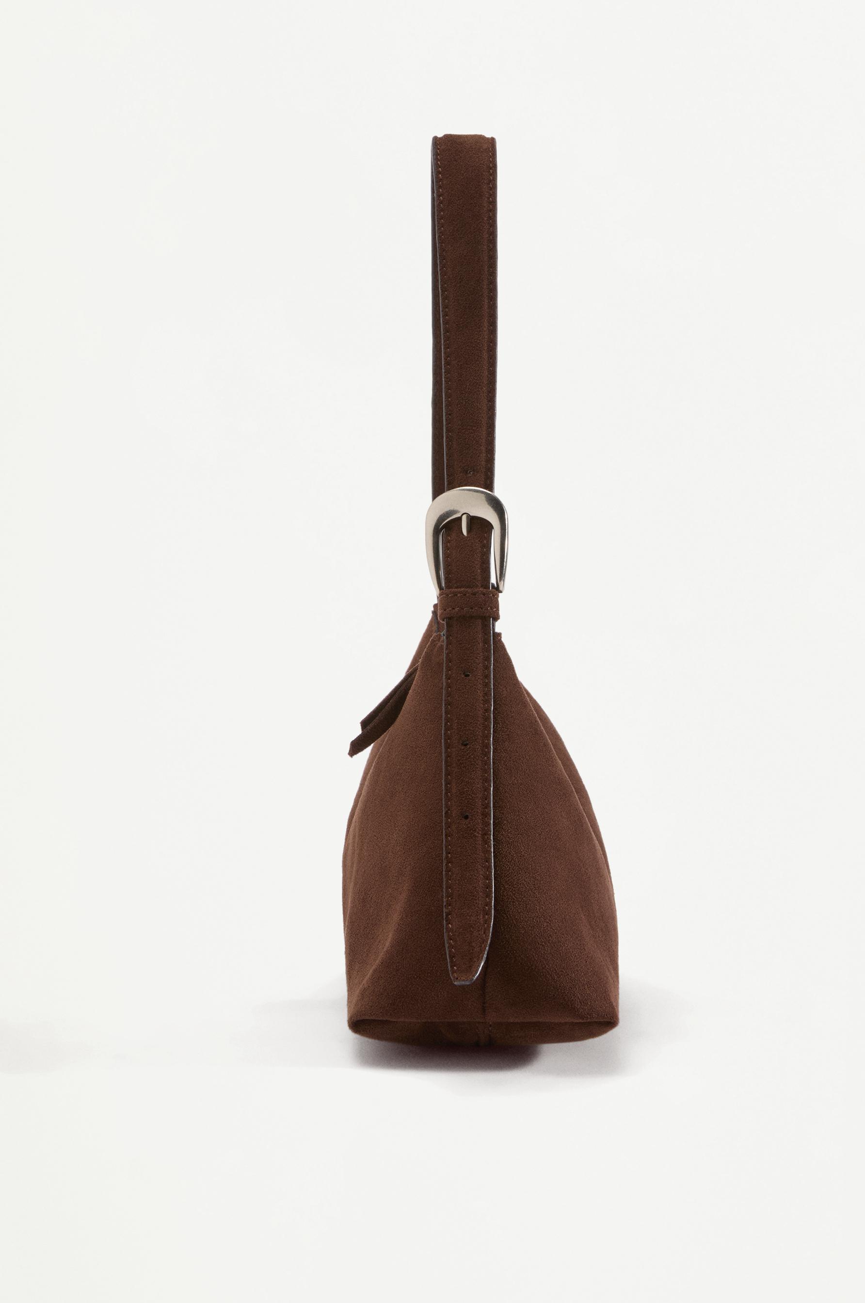 Faux suede shoulder bag — BROWN