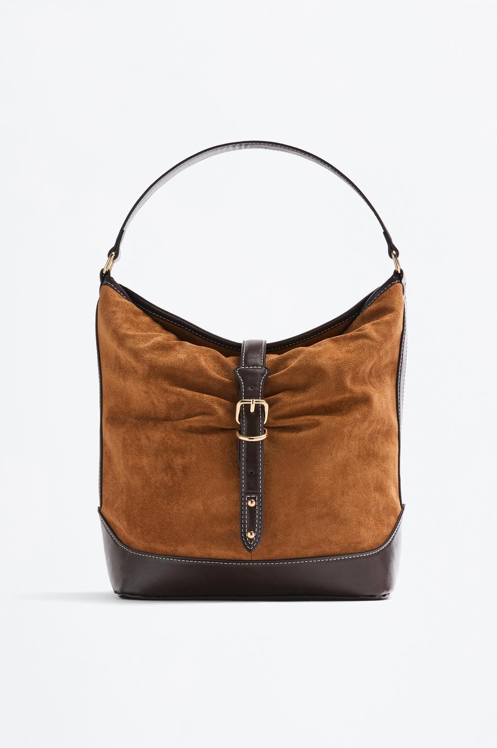 Faux suede bucket bag