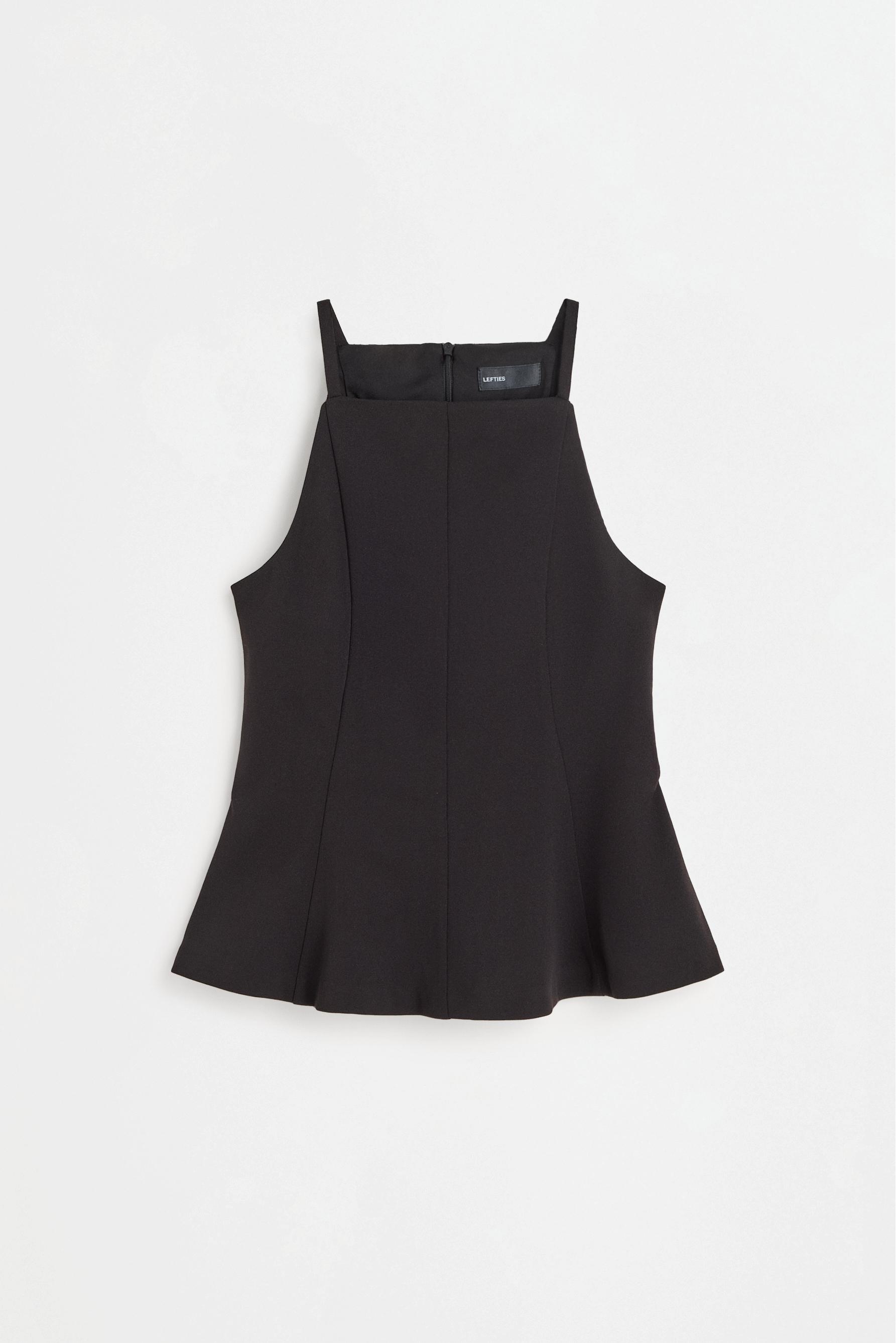 Peplum halter top — BLACK
