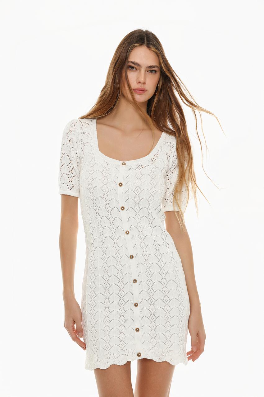 Vestido Corto Vestidos Largos Verano Lefties Vestido Punto Calado