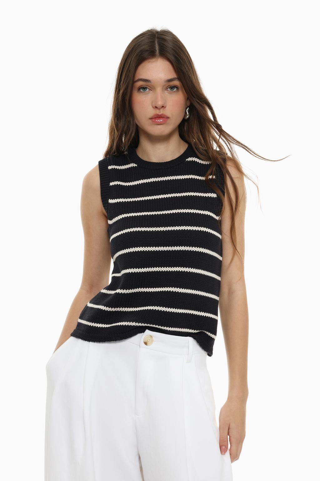 Striped knit vest