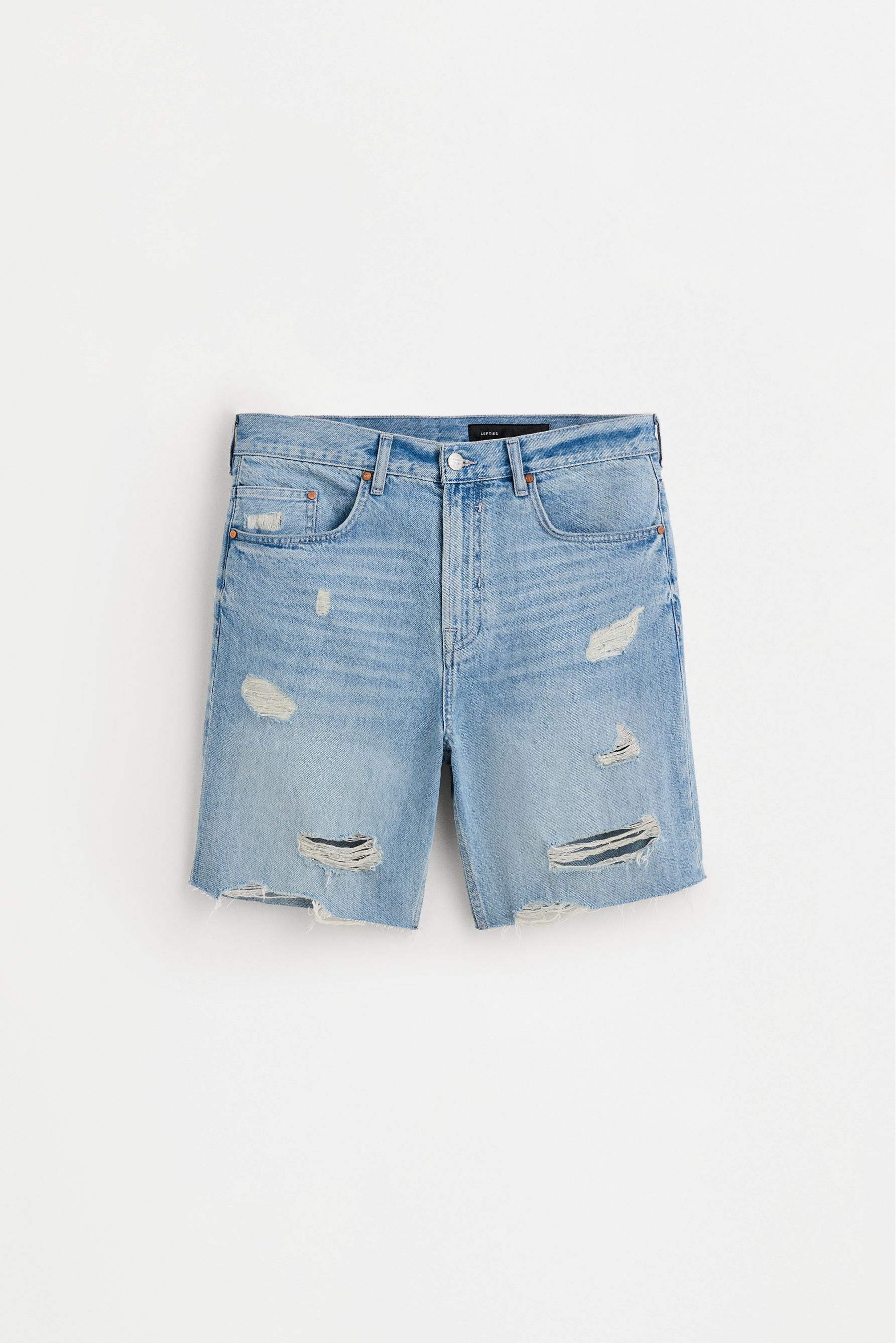 Ripped denim Bermuda shorts — PALE BLUE