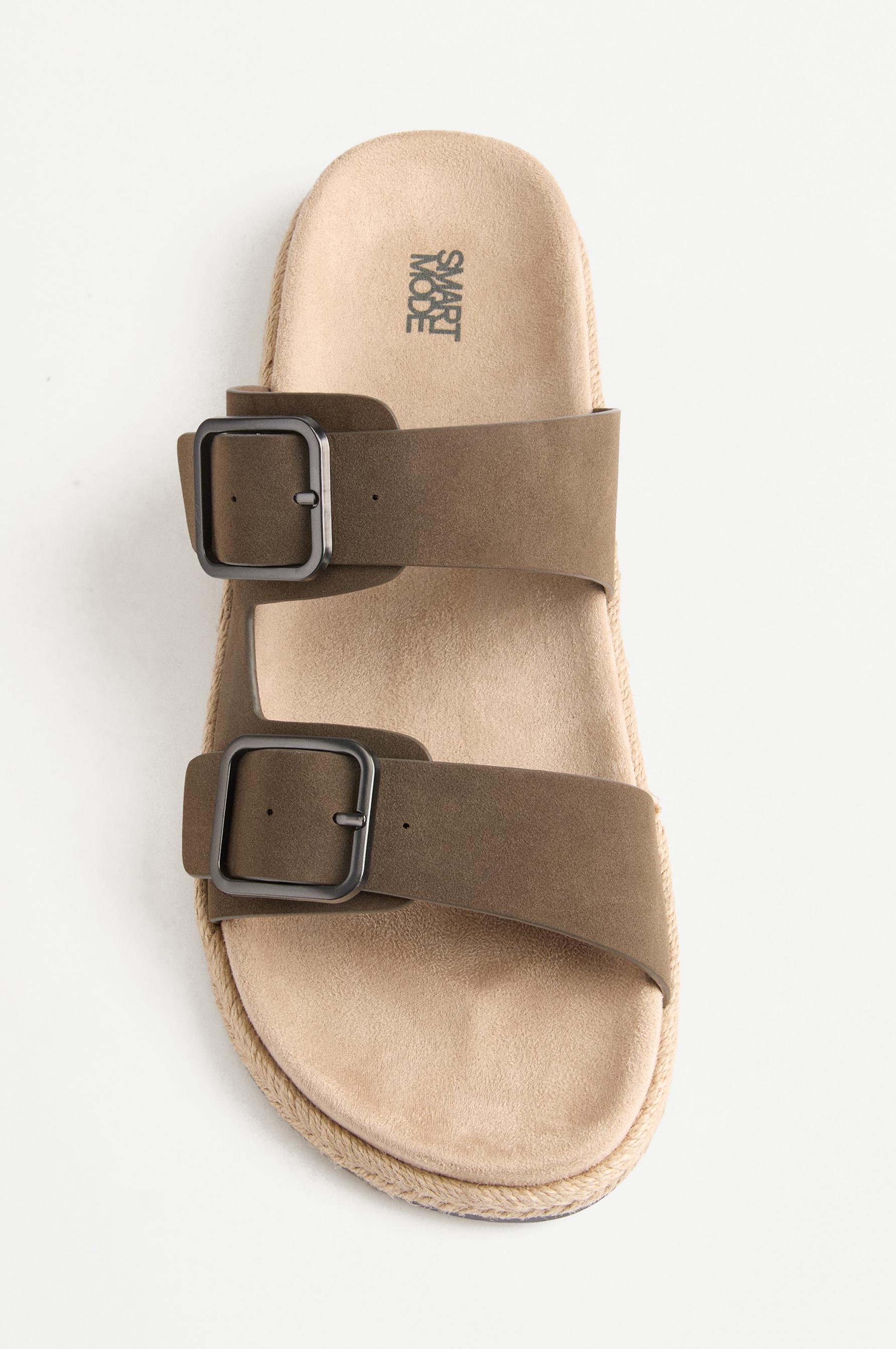 Comfort jute effect buckle sandals — KHAKI