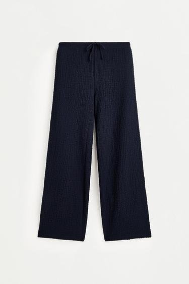 Textured wide-leg trousers — NAVY 6