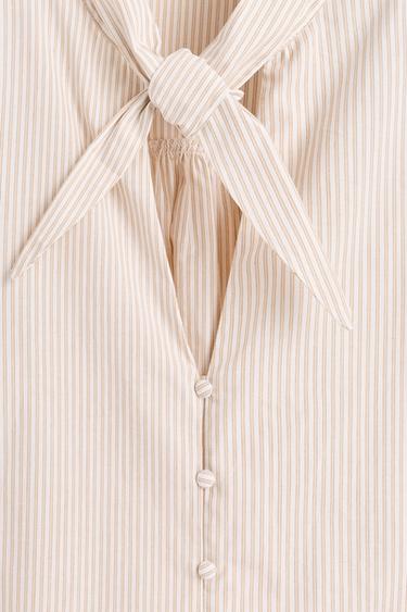 Tie-neck shirt — ECRU/BROWN 7