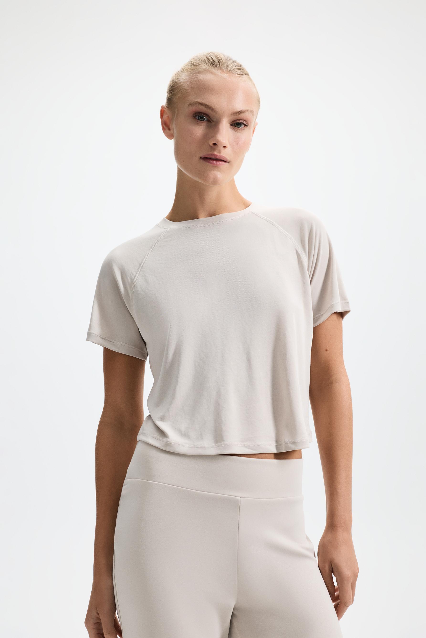 Cropped flowing T-shirt — ECRU