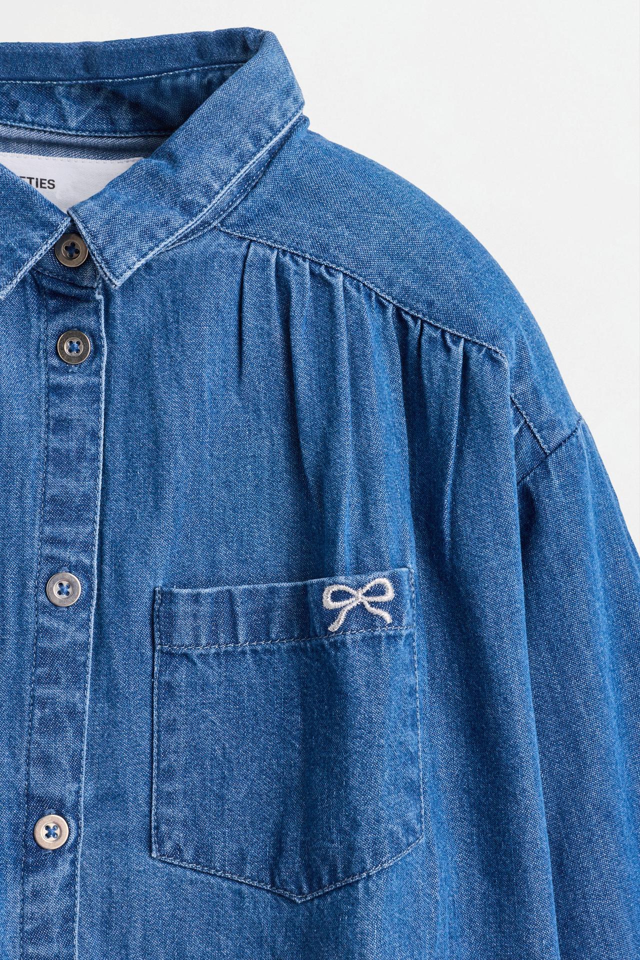 Denim Bow Shirt — PALE BLUE