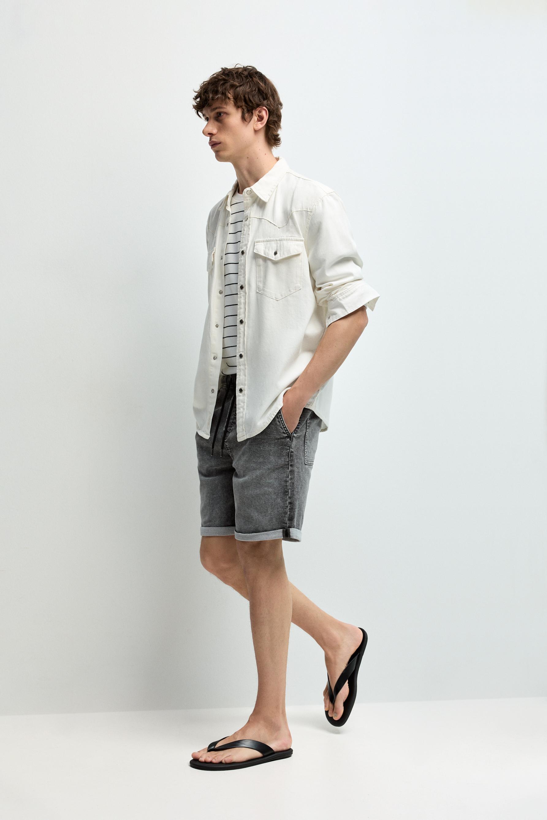 Denim jogger Bermuda shorts — CHARCOAL