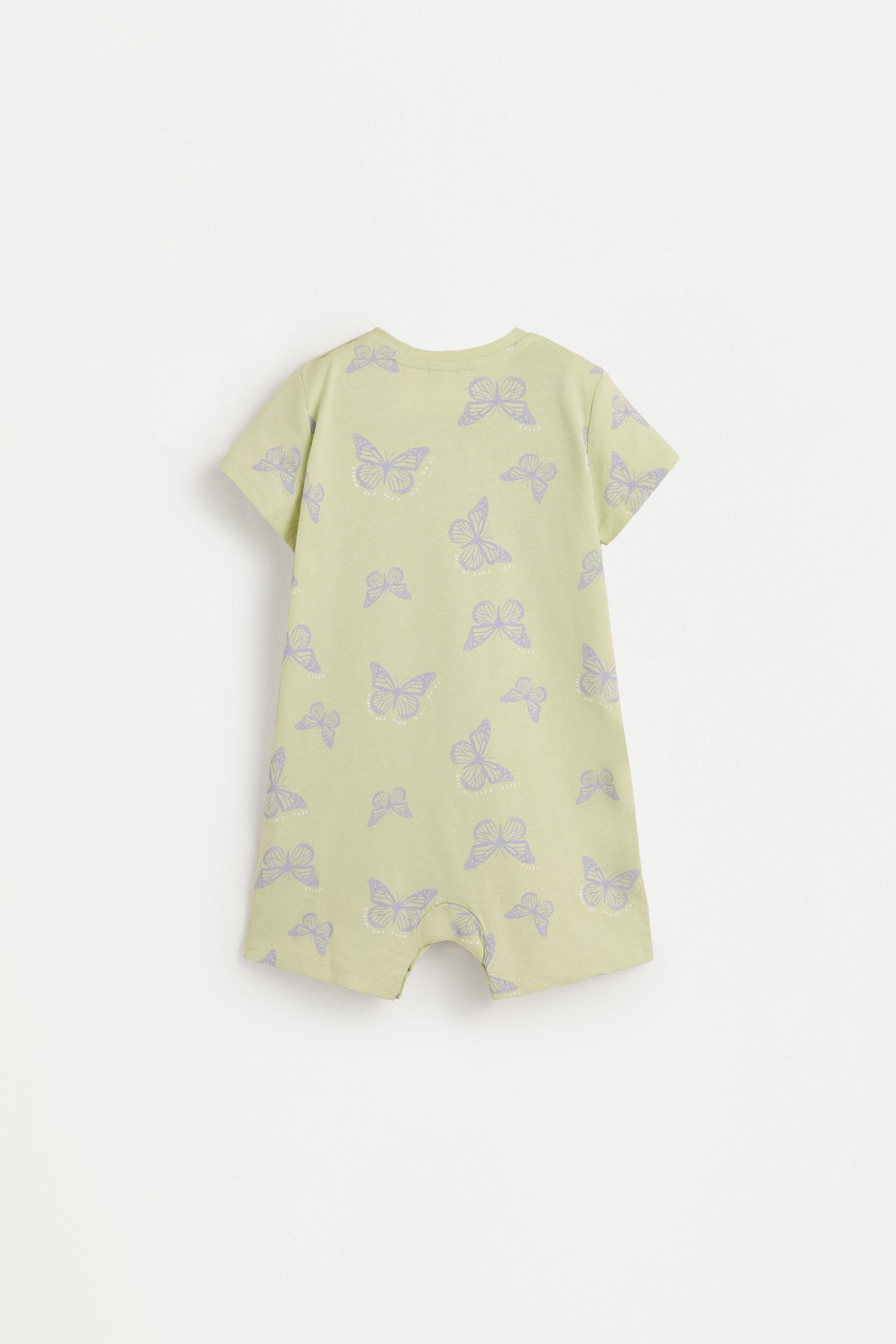 Short printed sleepsuit — PALE KHAKI (alternate view)