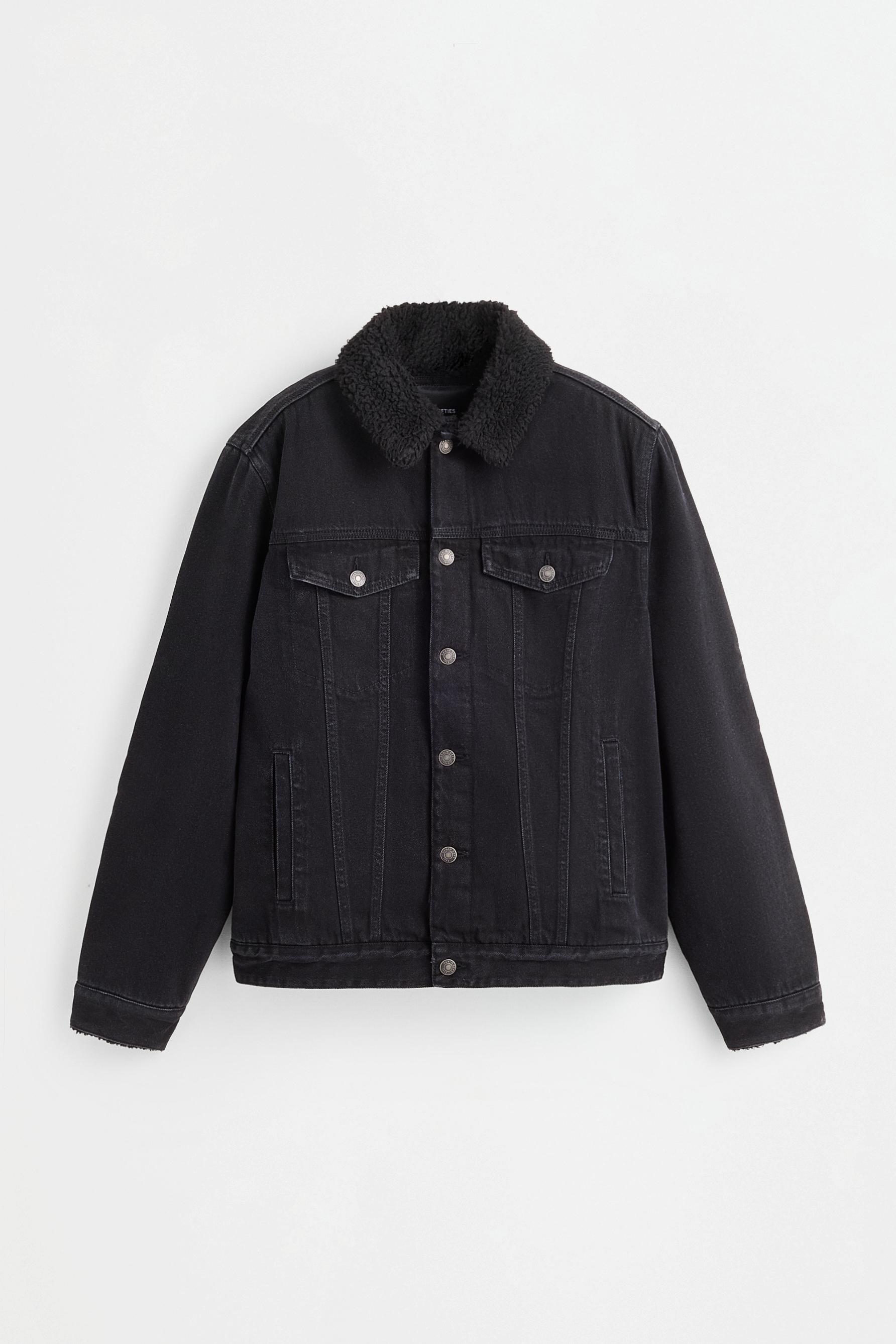 Shearling collar jacket — BLACK