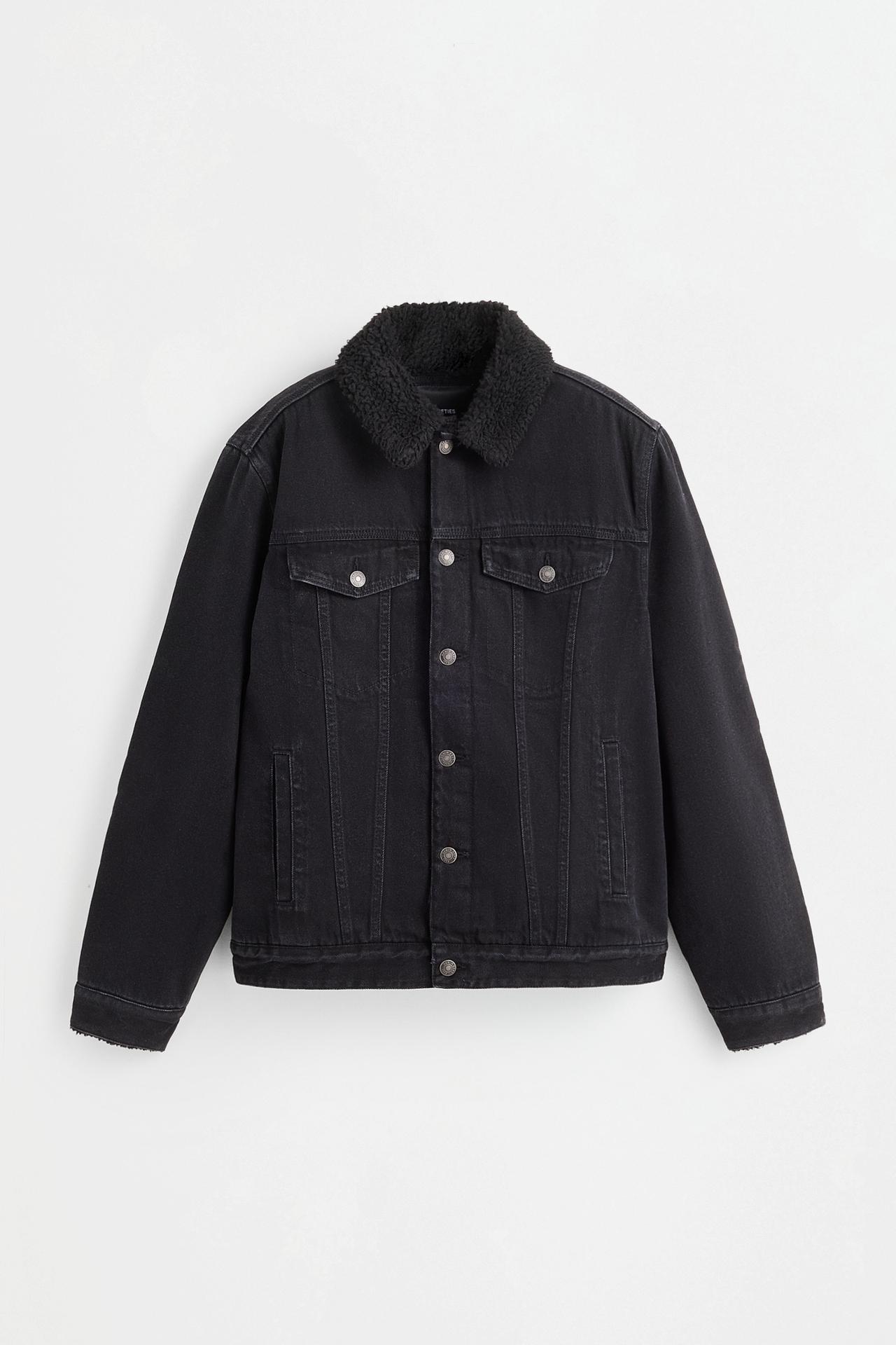 Shearling collar jacket — BLACK