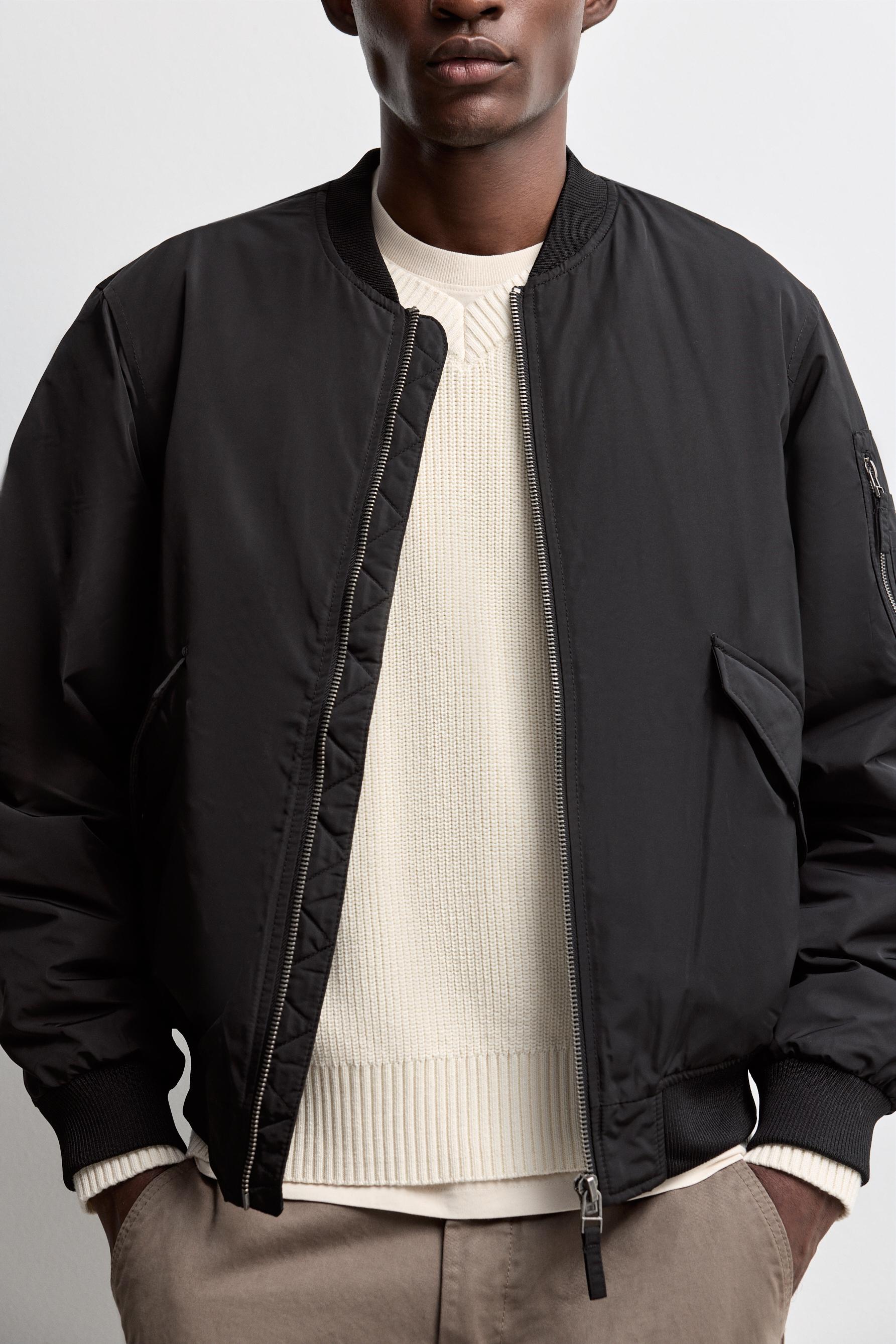 Quilted bomber jacket — BLACK
