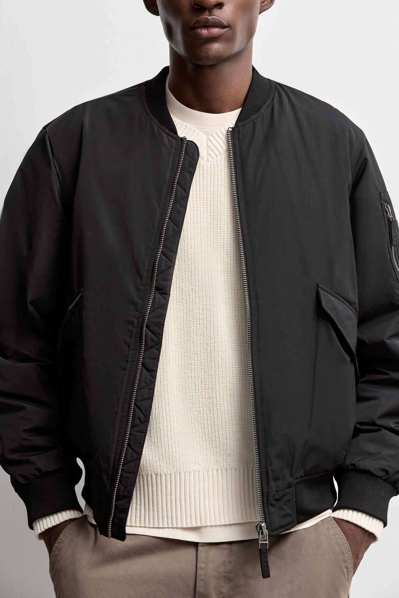 Quilted bomber jacket — BLACK