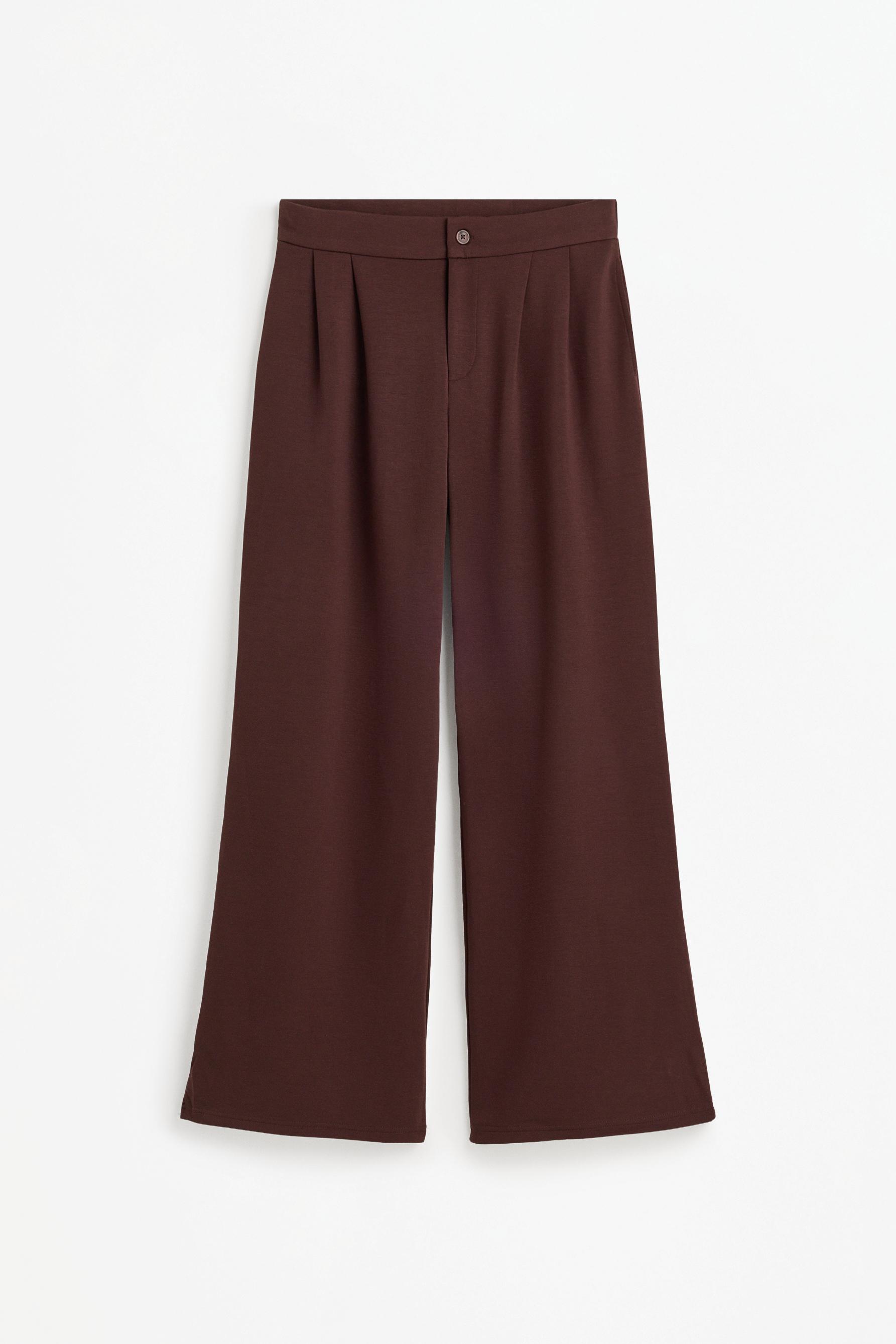 Wide-leg pleated trousers — CHOCOLATE