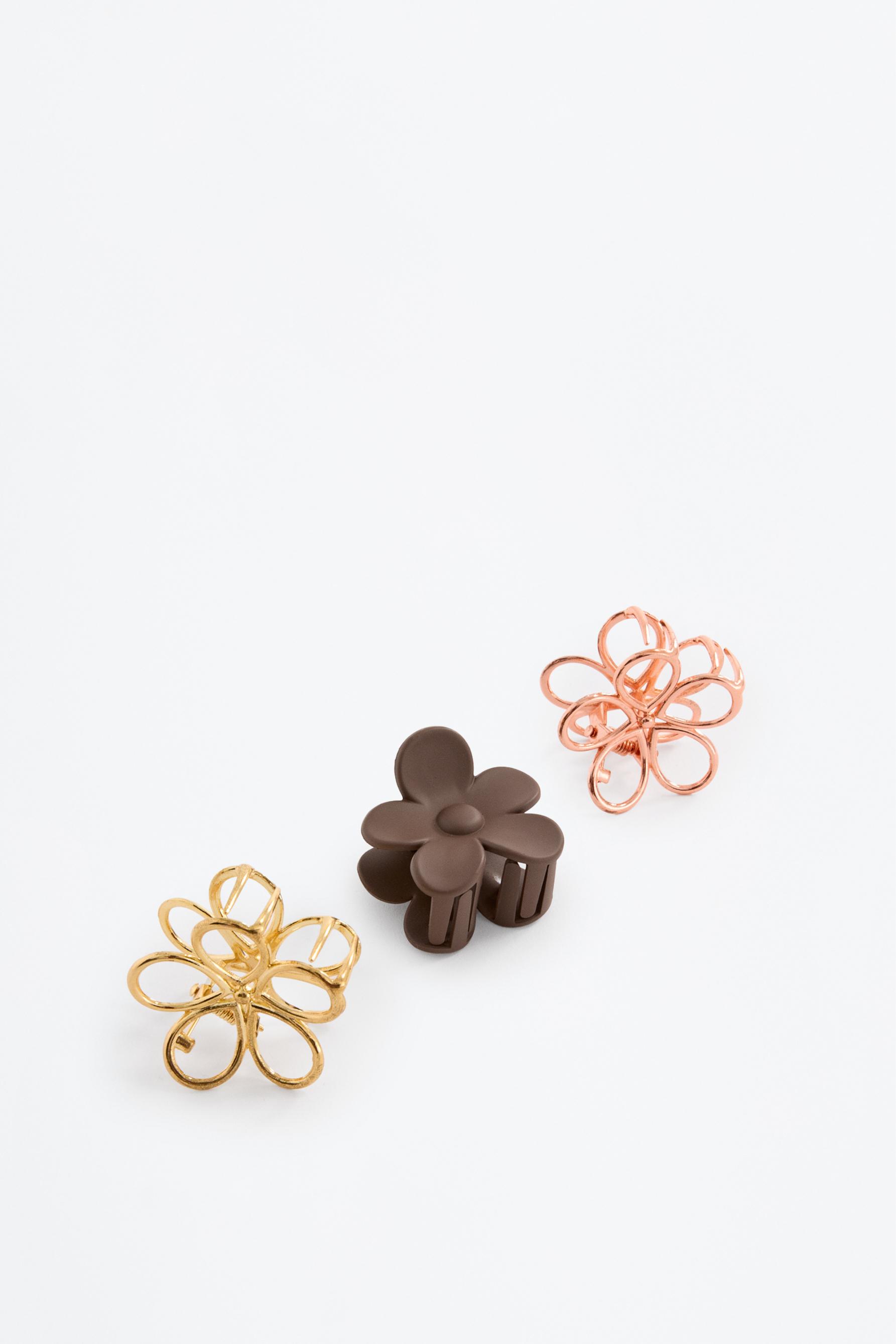 Pack of 3 floral hair clips — VARIOUS