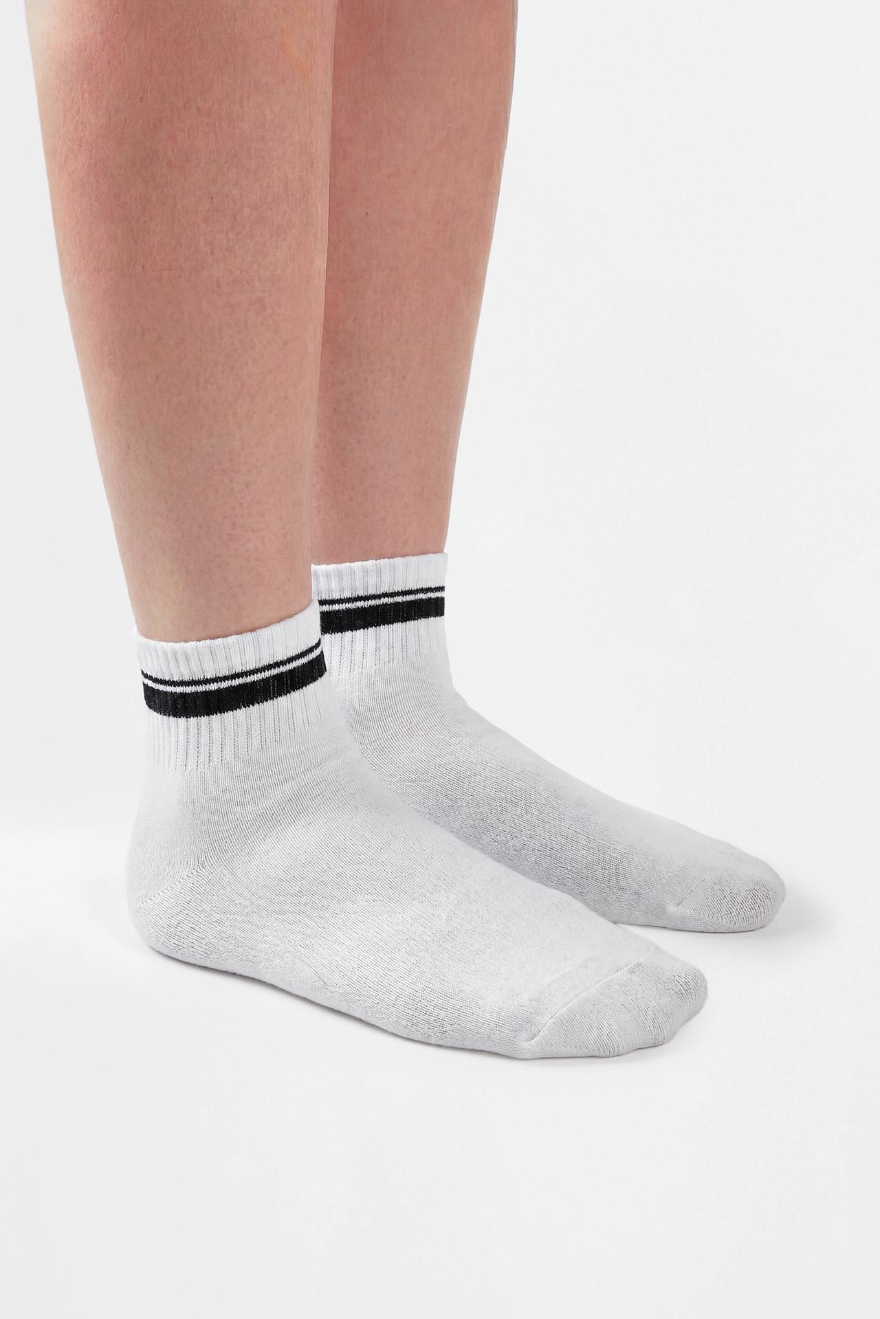 Striped ankle socks (5-pack) — WHITE/GREY