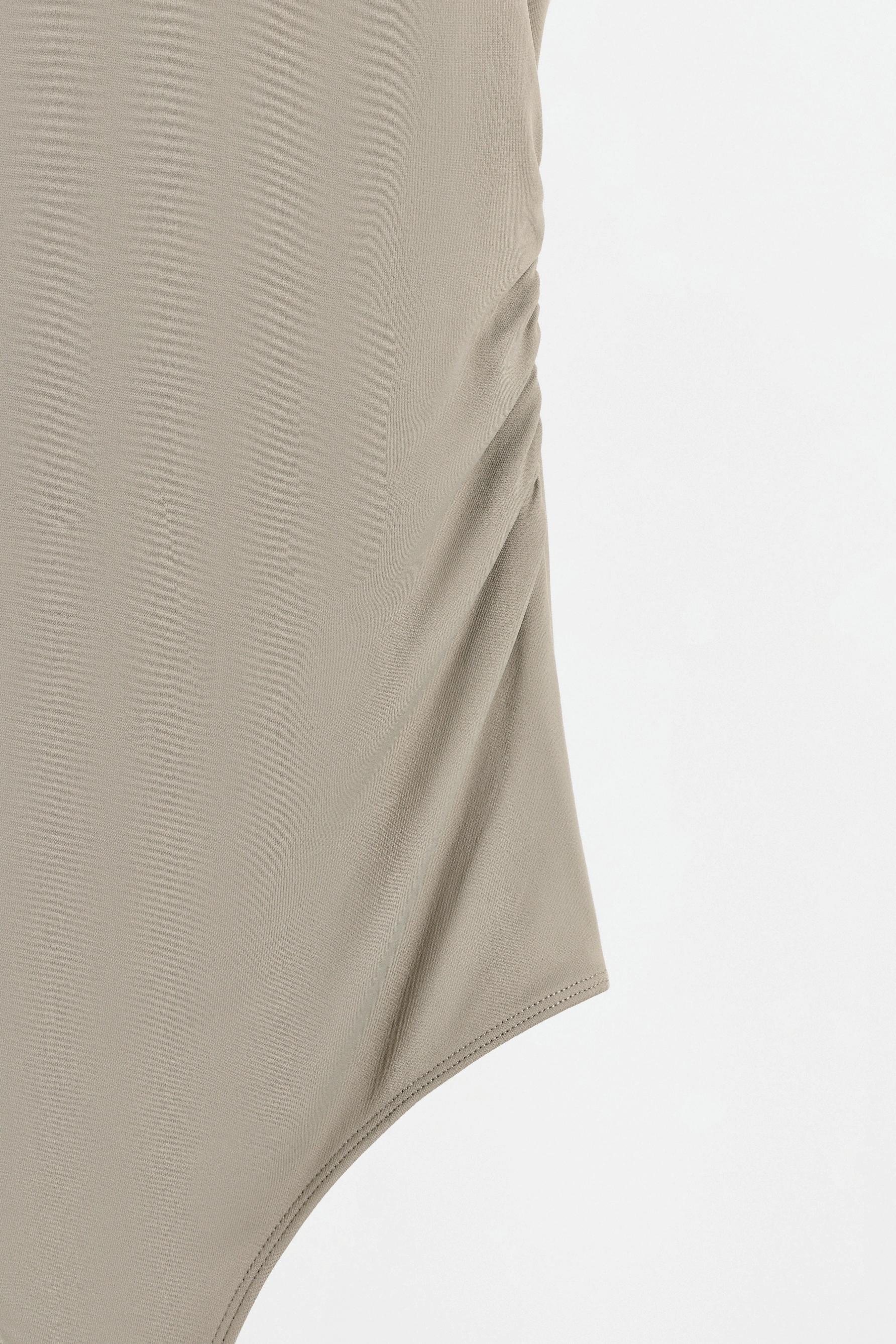 Polyamide sleeveless bodysuit — PALE KHAKI