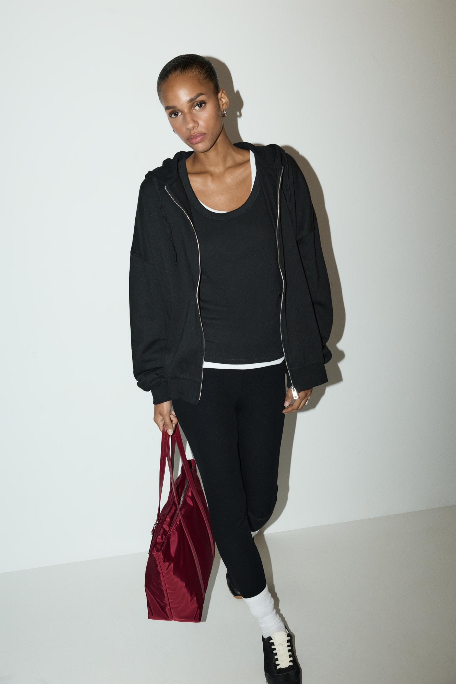 Ribbed waist leggings — BLACK