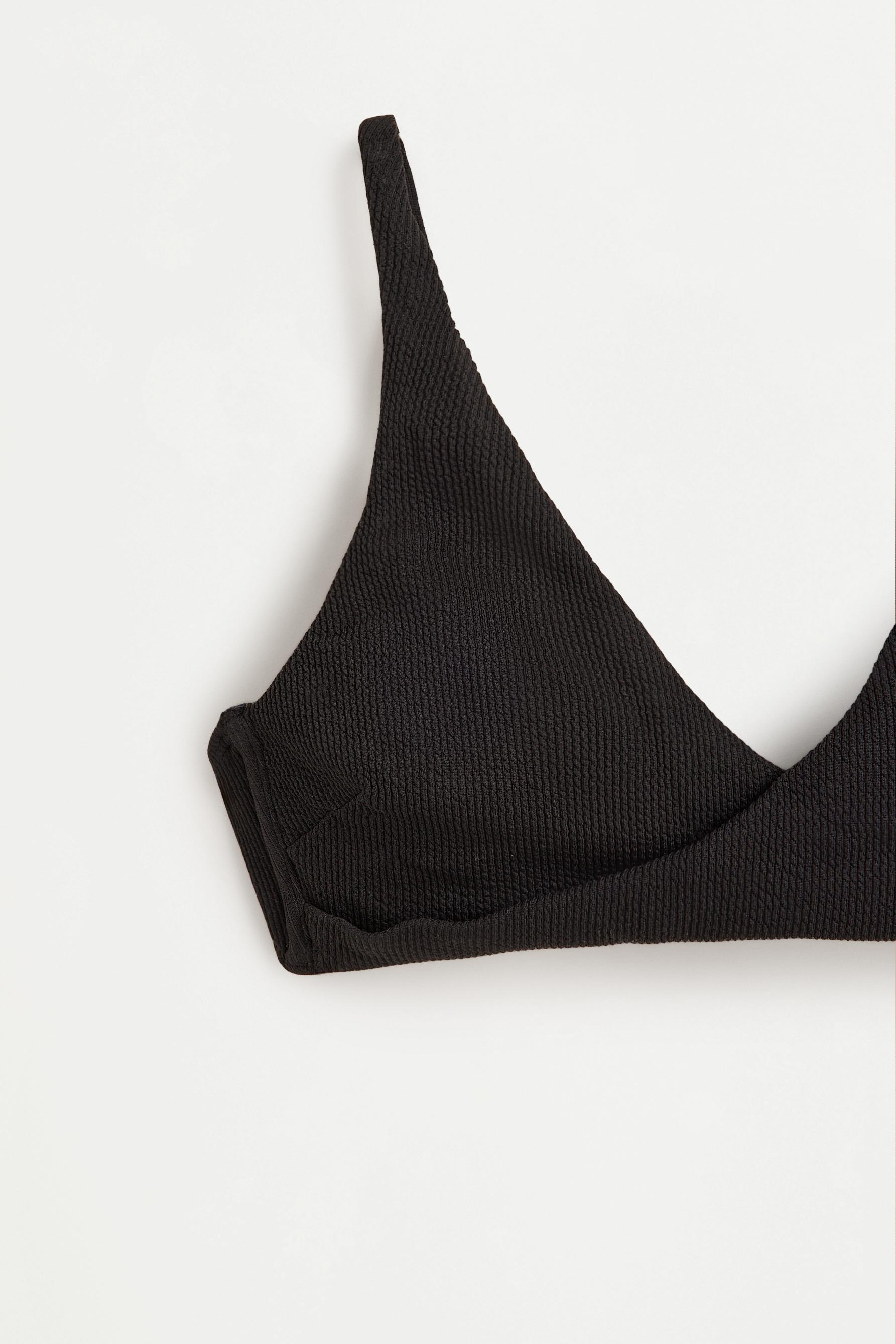 Crossover triangle bikini top — BLACK