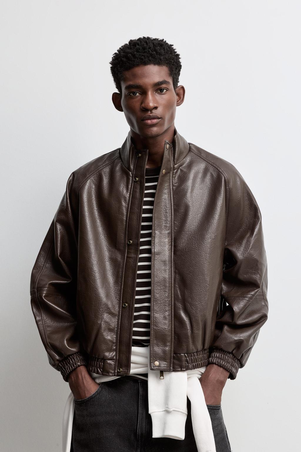Lefties Dəri effektli dik yaxalıqlı jaket