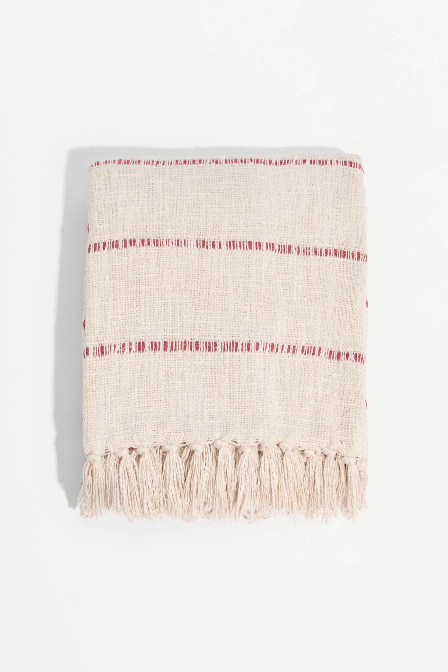 Manta rústica bordada 140 x 190 cm