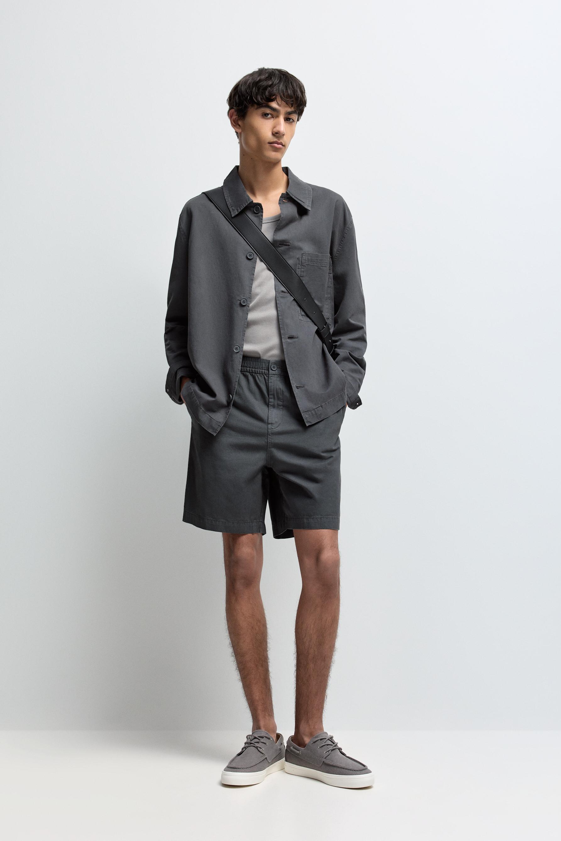 Linen blend overshirt — ANTHRACITE GREY
