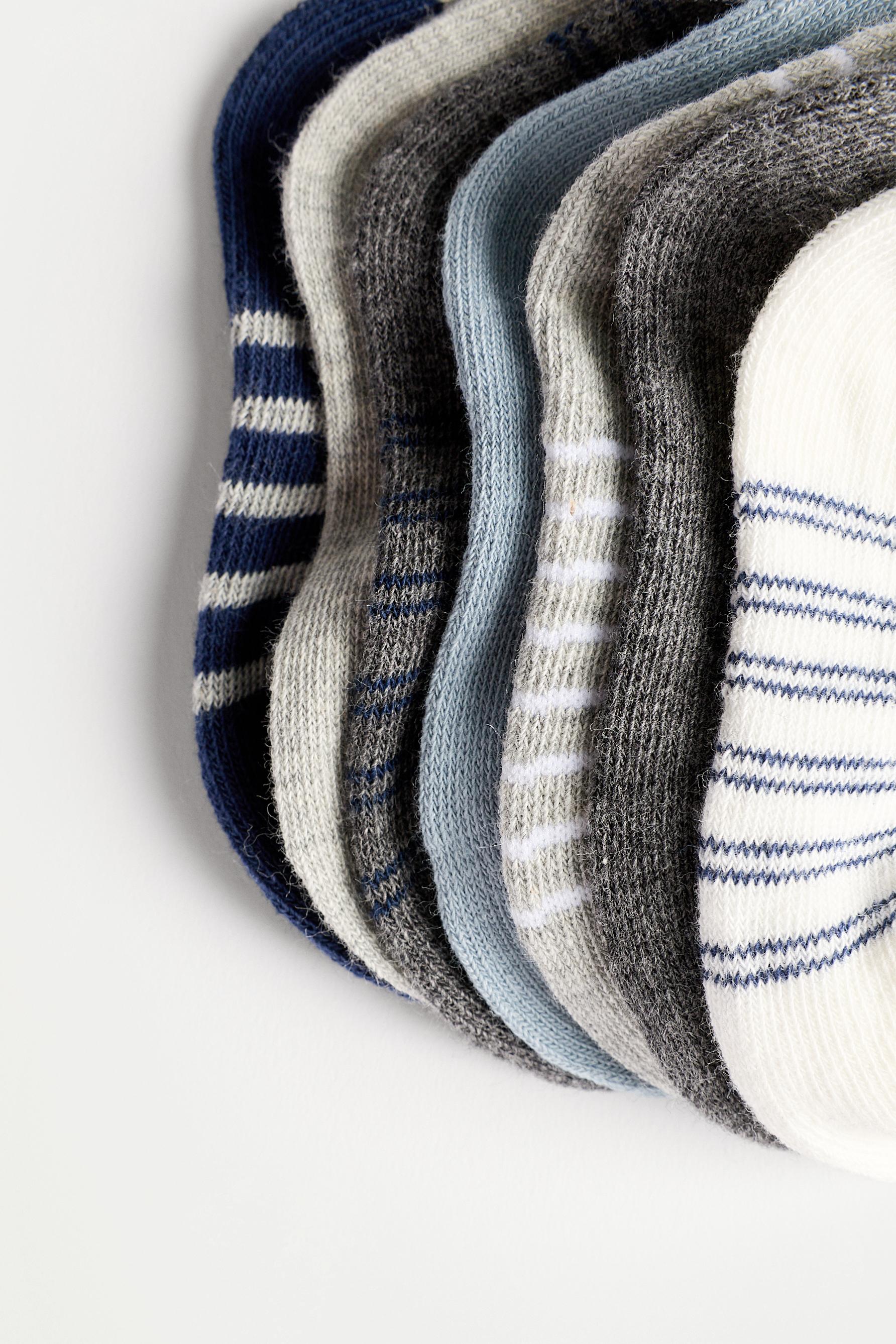7-Pack Striped Short Socks — GREY/BLUE