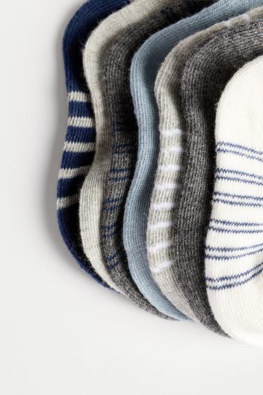 7-Pack Striped Short Socks — GREY/BLUE 3