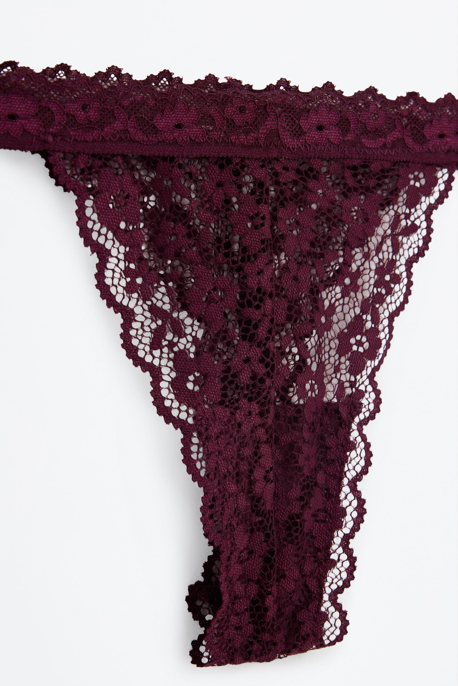 2-pack of lace thongs — BURGUNDY