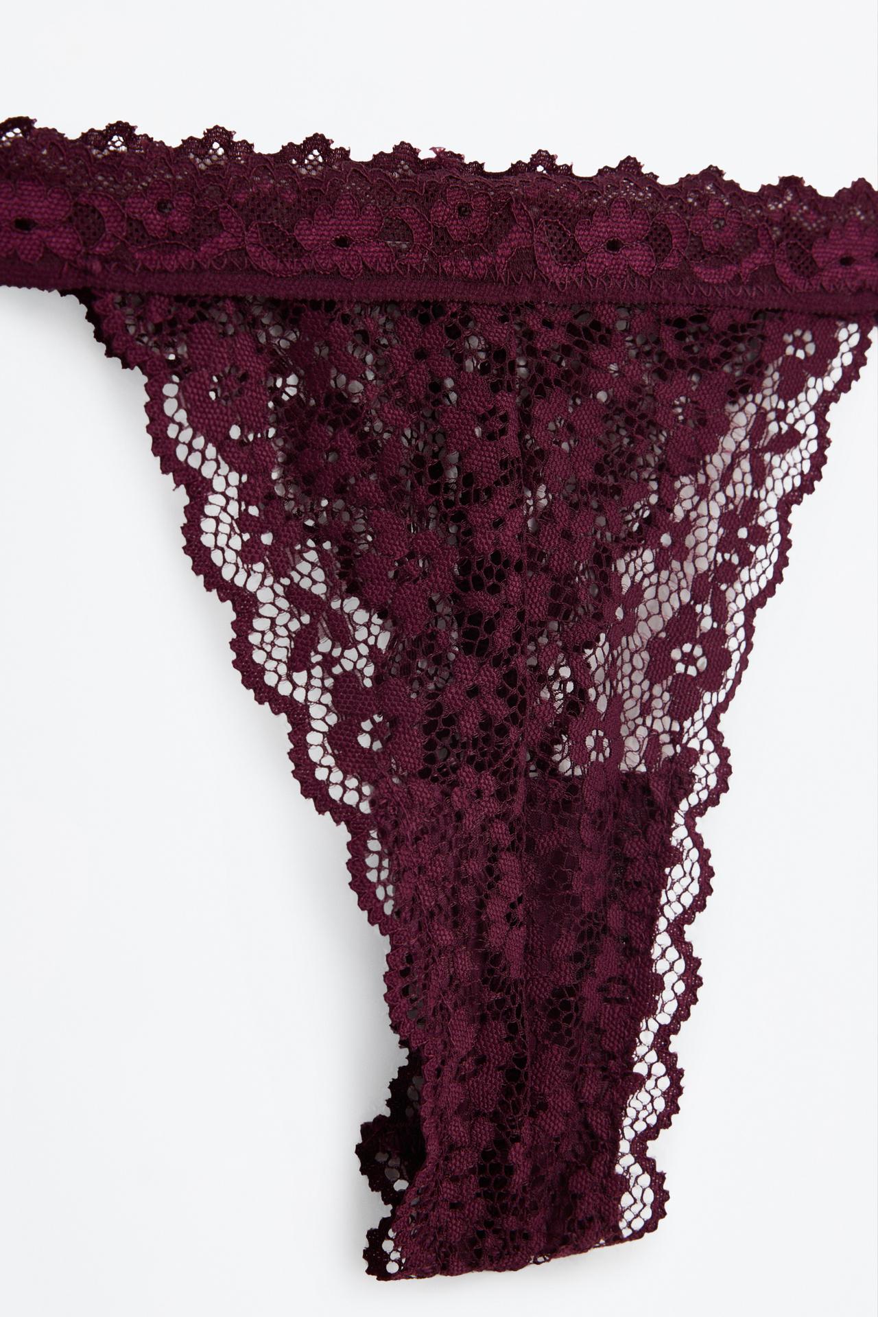 2-pack of lace thongs — BURGUNDY