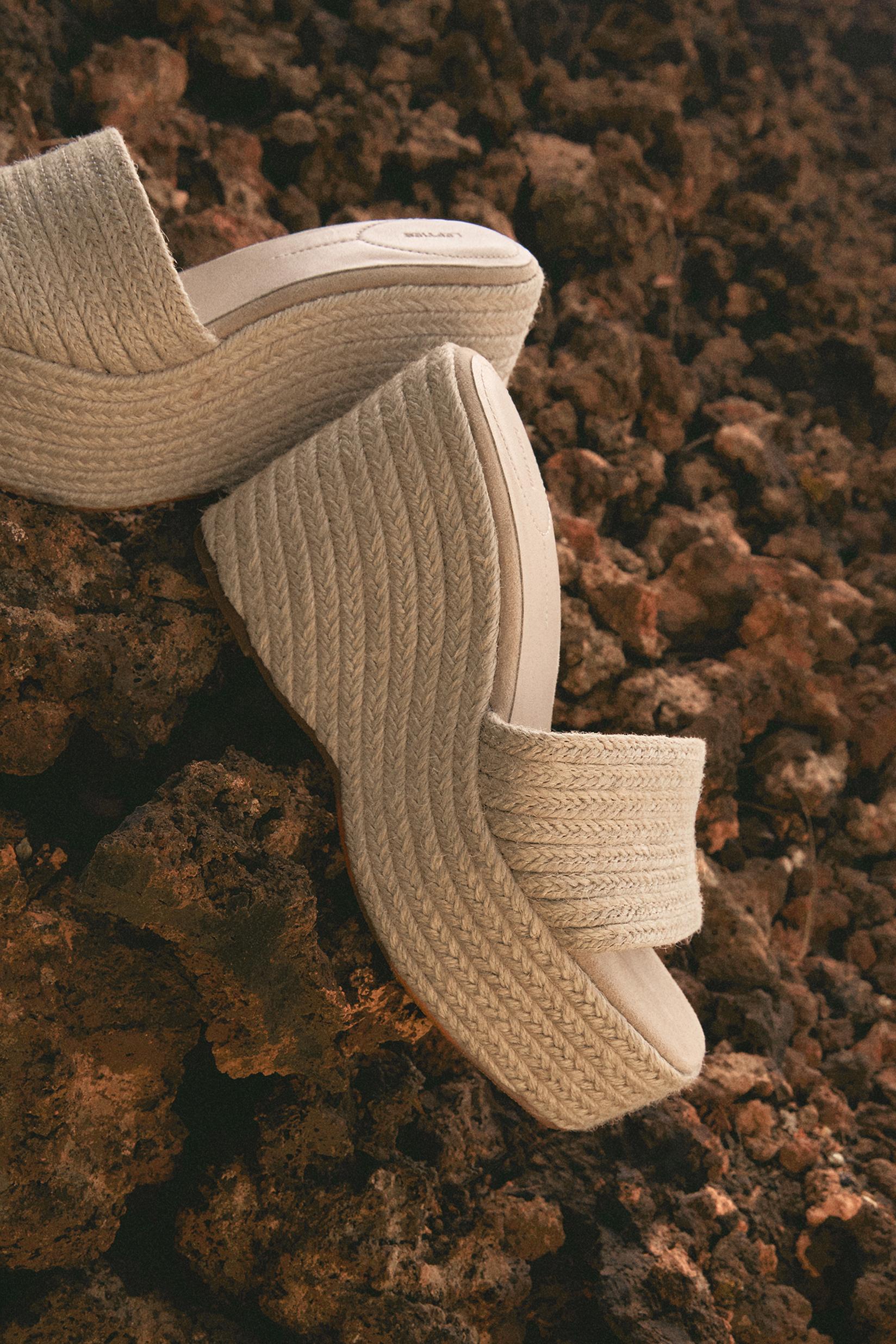 Women's raffia wedge sandals — BEIGE
