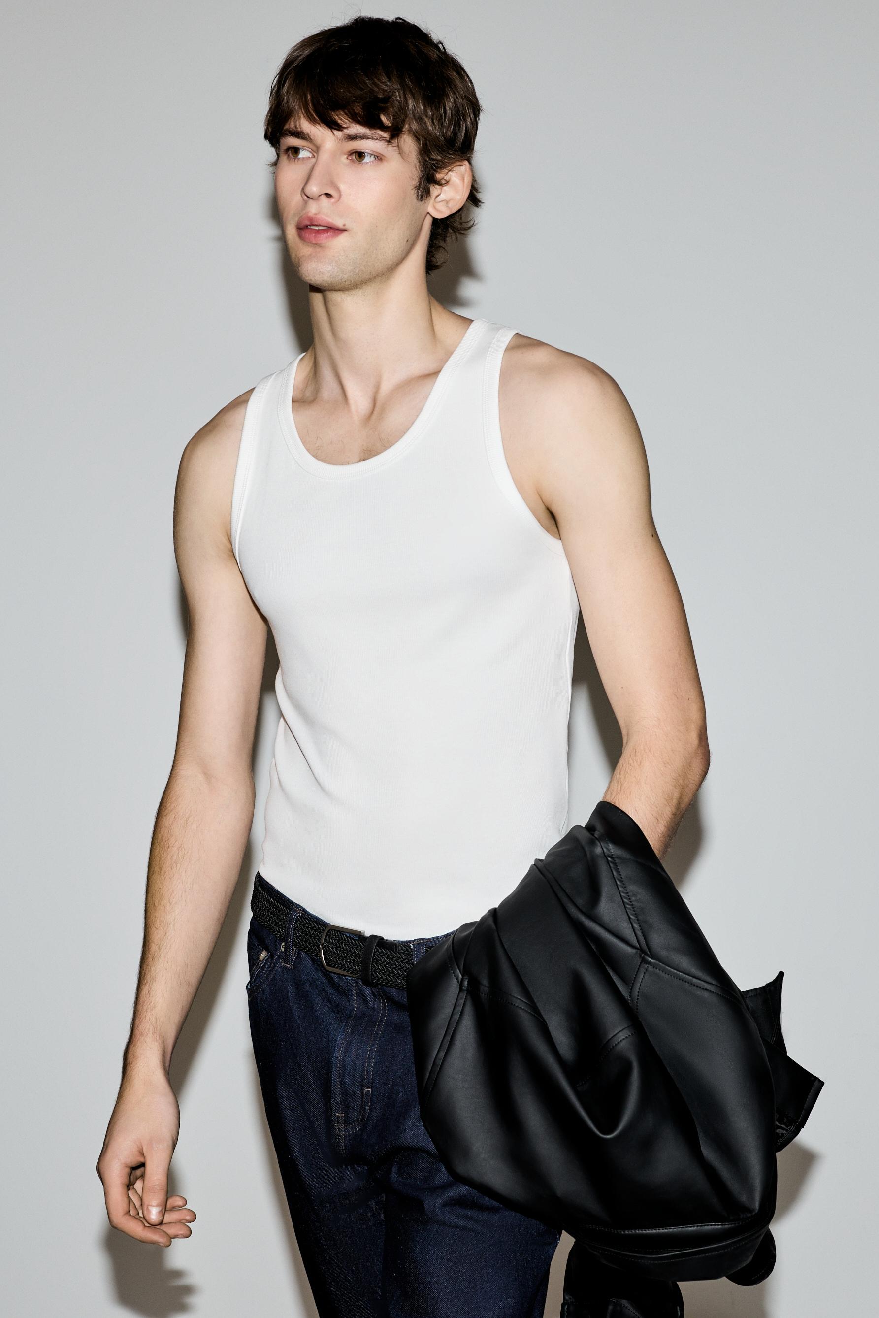 Ribbed vest top — OFF WHITE