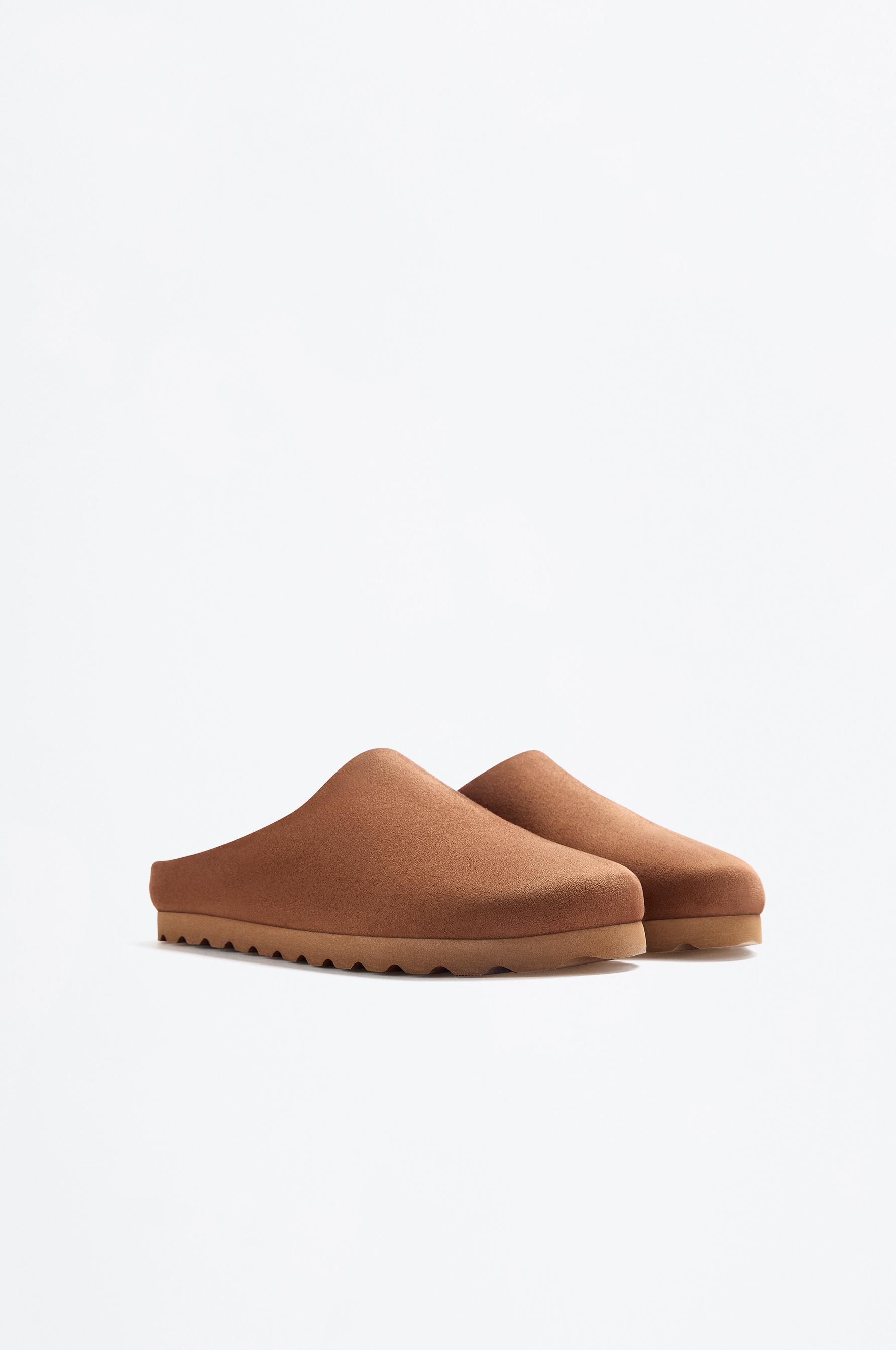 Faux suede home clogs — LEATHER