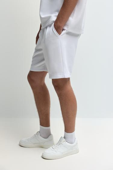 Textured tracksuit Bermuda shorts — WHITE 3