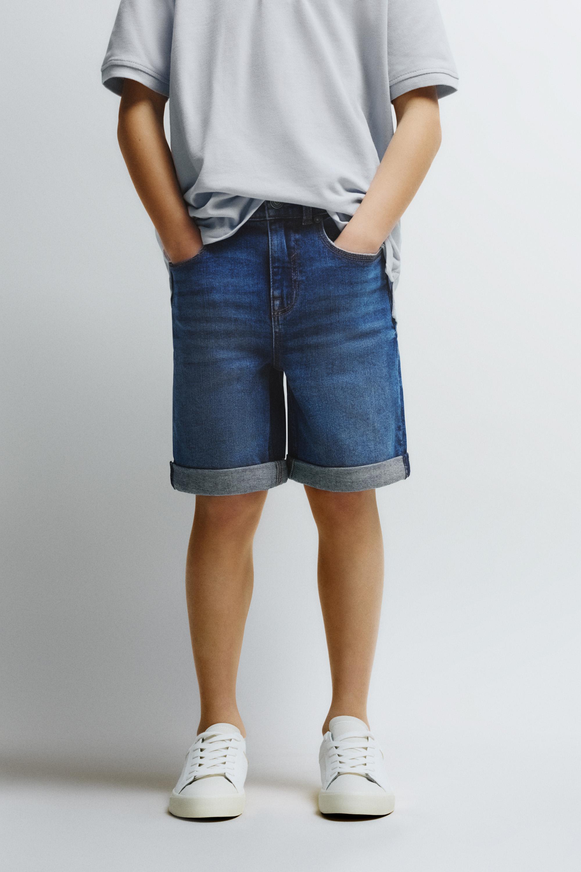 Slim comfort denim Bermuda shorts — DARK BLUE