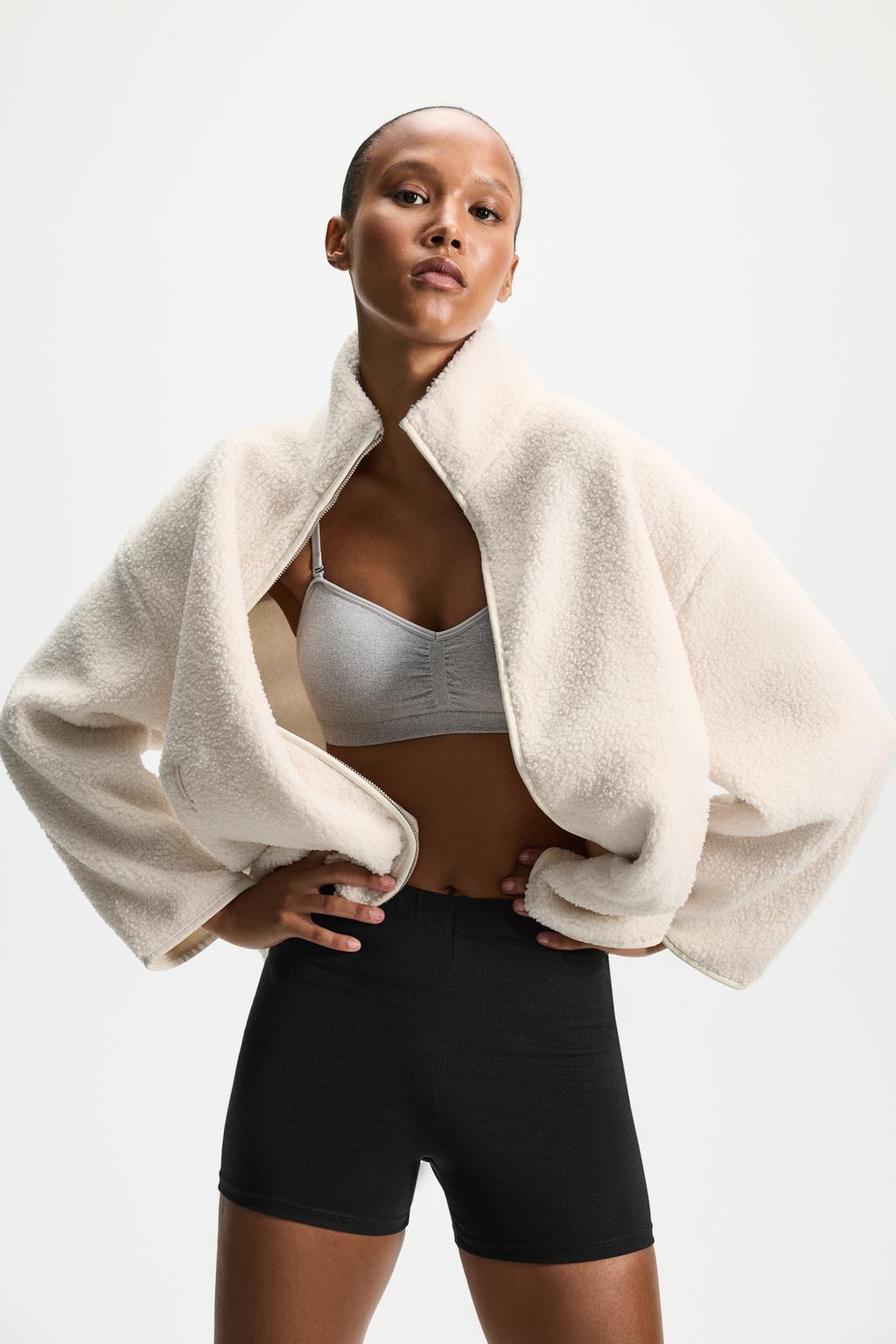 Lefties Faux shearling effektli idman paltosu