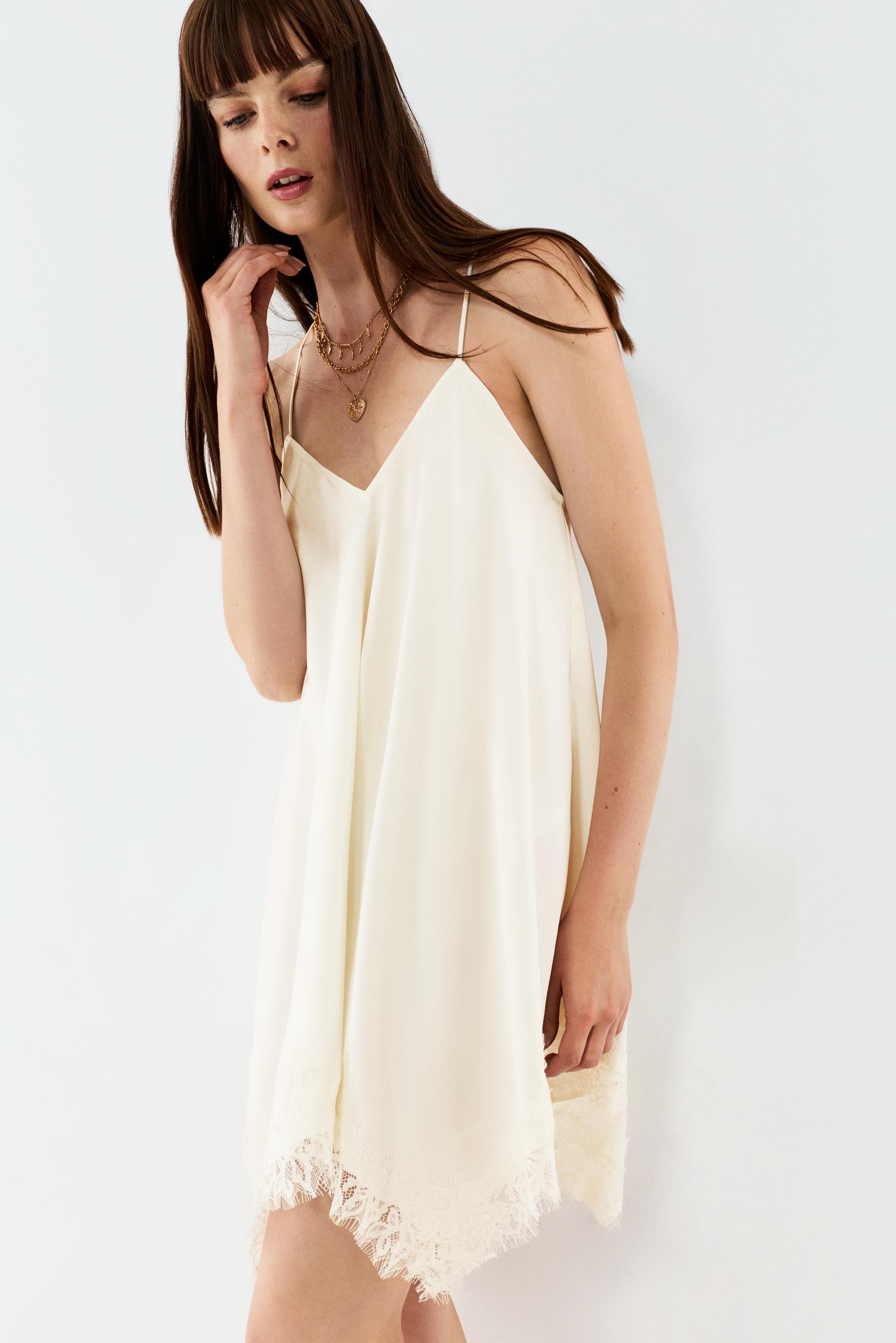 Asymmetric short slip dress — OFF WHITE