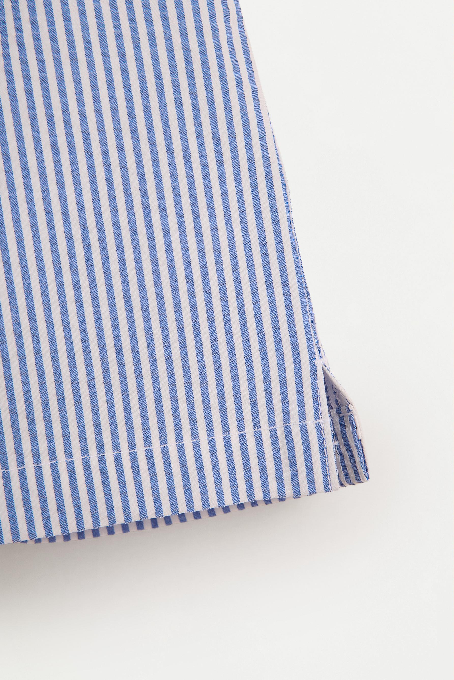 Striped seersucker swim shorts — BLUE