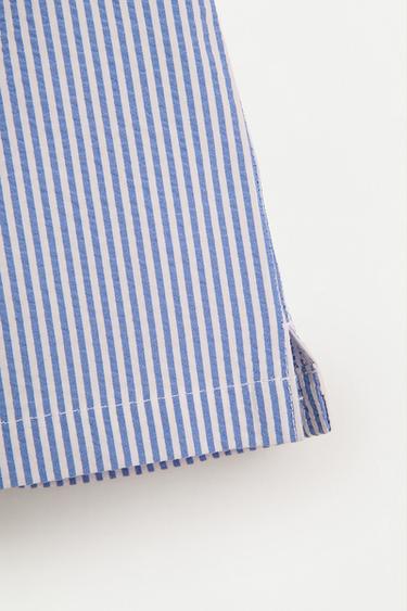 Striped seersucker swim shorts — BLUE 4