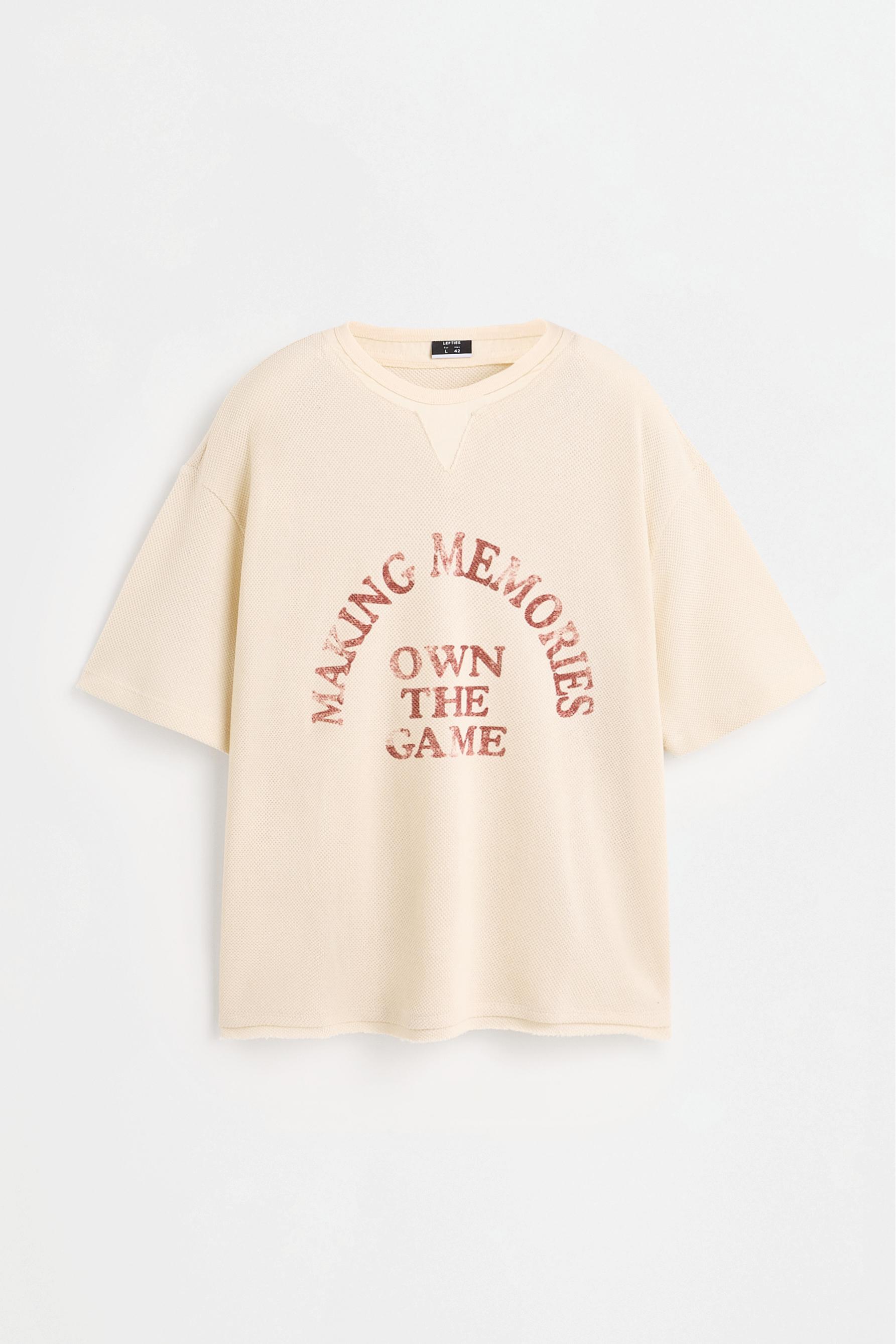 Double-collar printed T-shirt — SAND